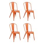 Paris Prix Lot de 4 Chaises en Métal  Isak  85cm Orange
