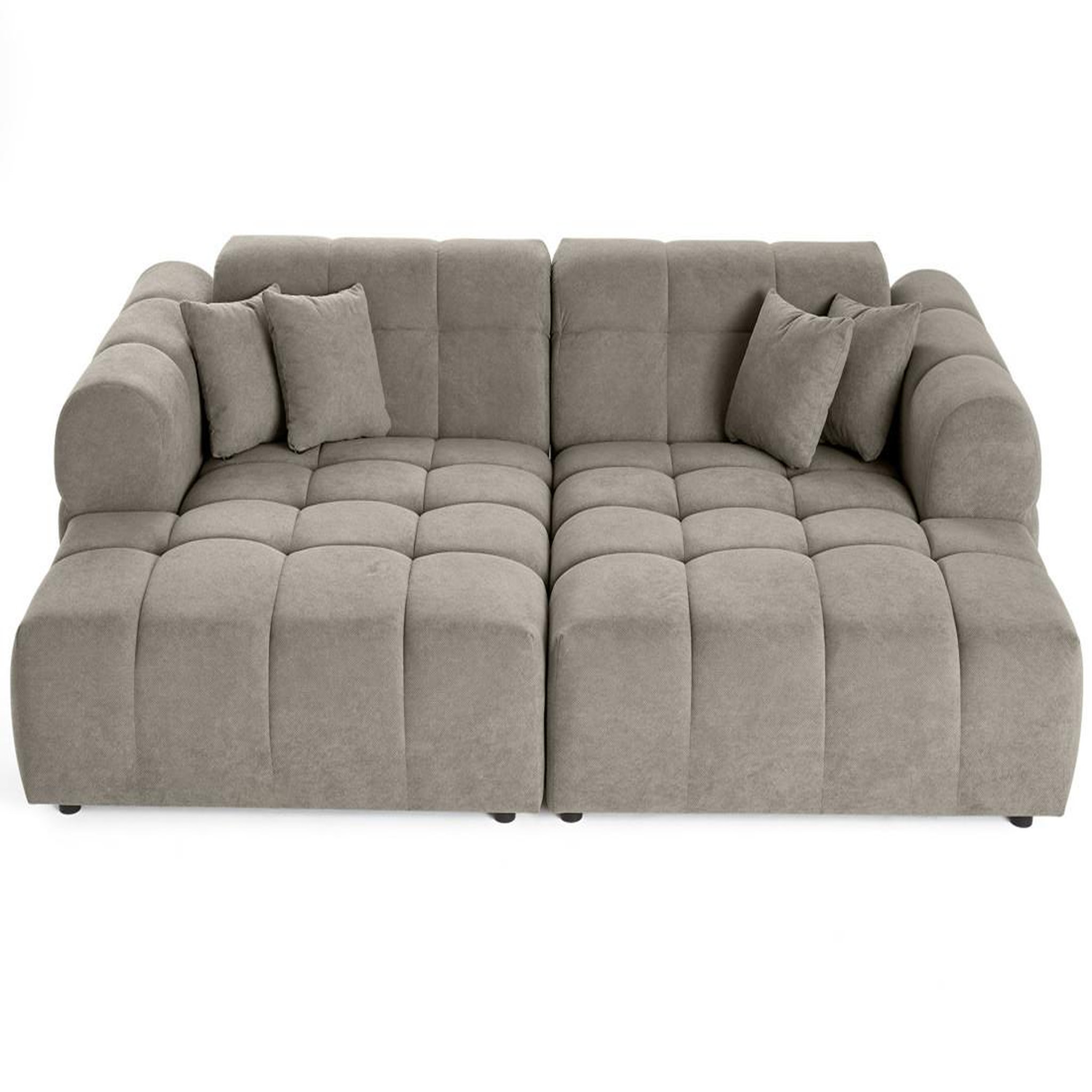 Voir la diapositive 3 : BEST MOBILIER Ray - canapé droit 4 places avec double méridienne - assise profonde - en tissu texturé