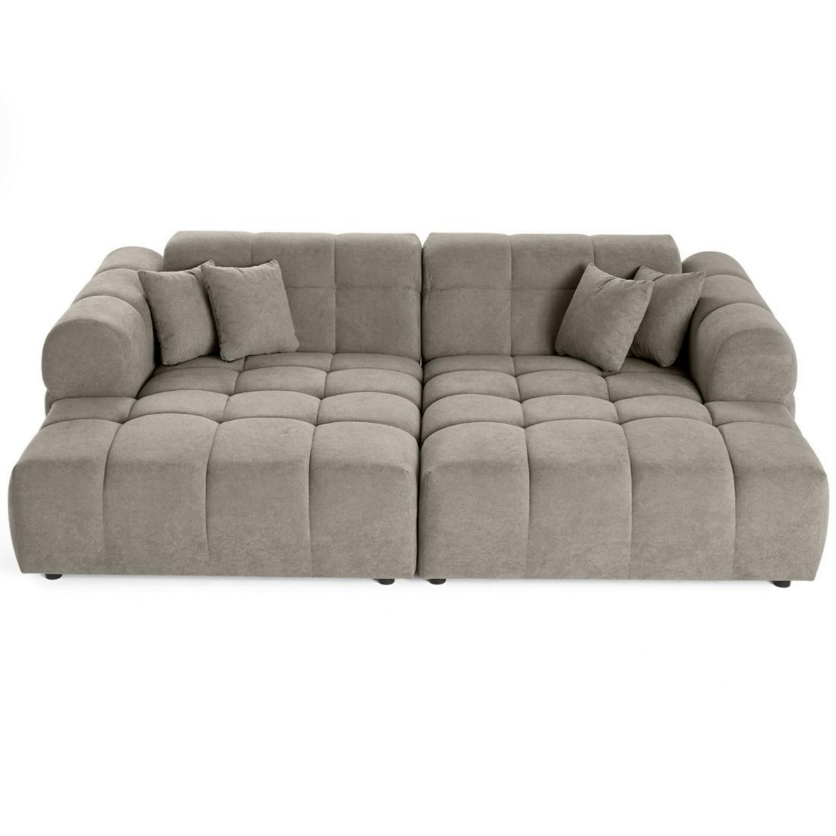 LISA DESIGN Ray - canapé droit 4 places avec double méridienne - assise profonde - en tissu texturé