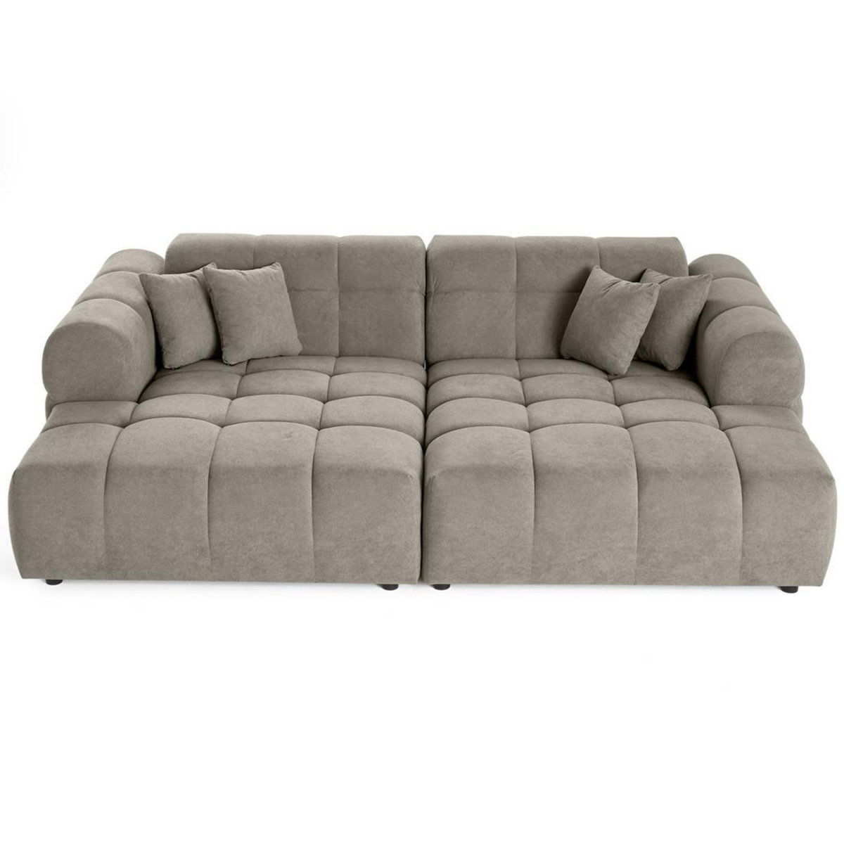 LISA DESIGN Ray - canapé droit 4 places avec double méridienne - assise profonde - en tissu texturé