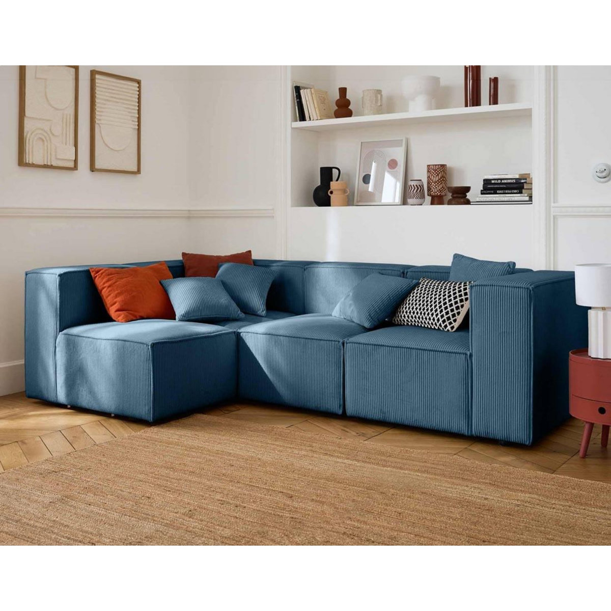 LISA DESIGN Arty - canapé modulable d'angle gauche 4 places - en velours côtelé