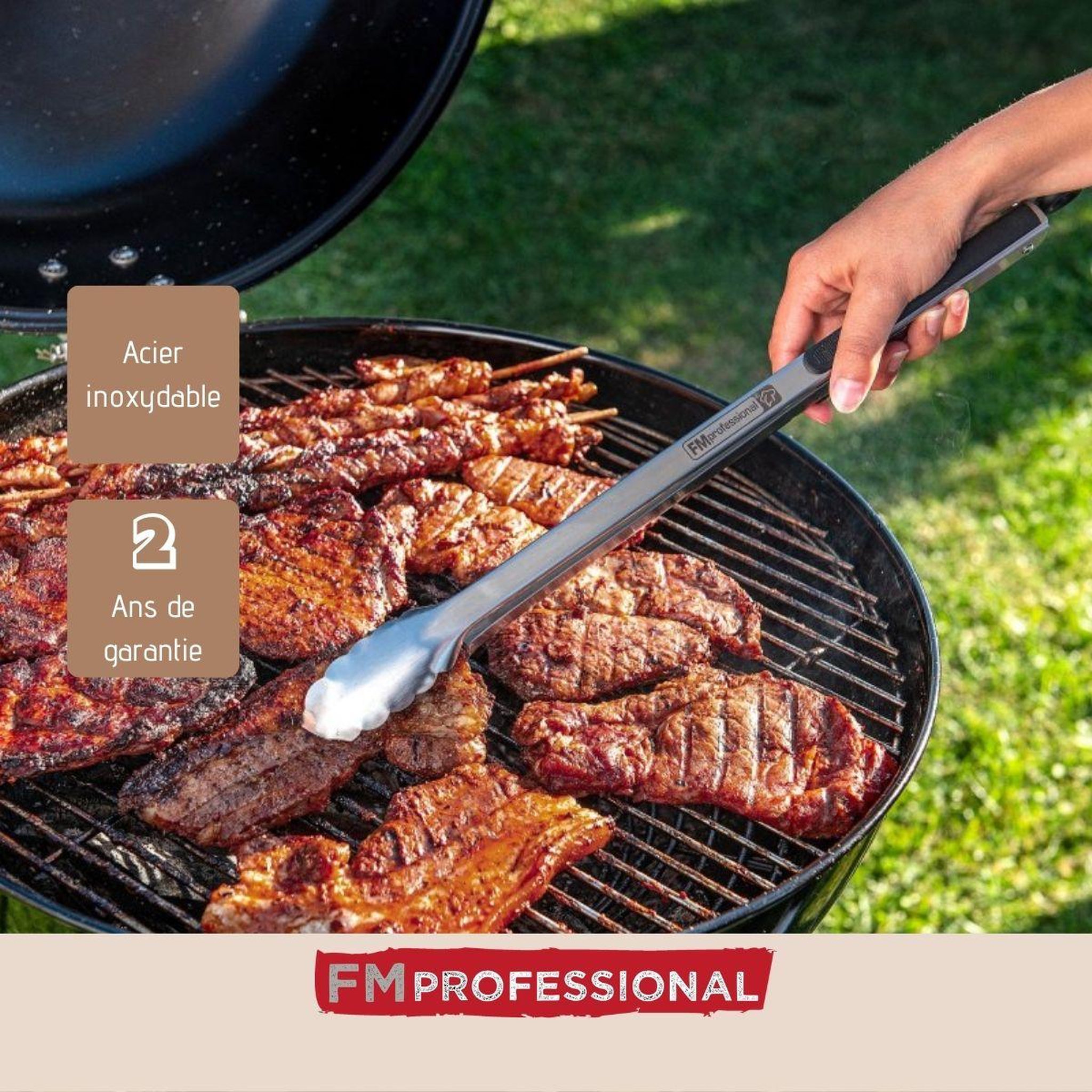 Voir la diapositive 4 : FM PROFESSIONAL Pince à barbecue inox 46 cm fm professional barbecue