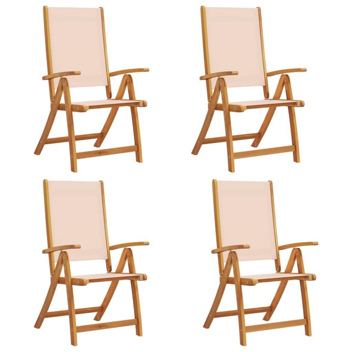 VIDAXL Chaises pliables de jardin lot de 4 bois d'acacia et textilene