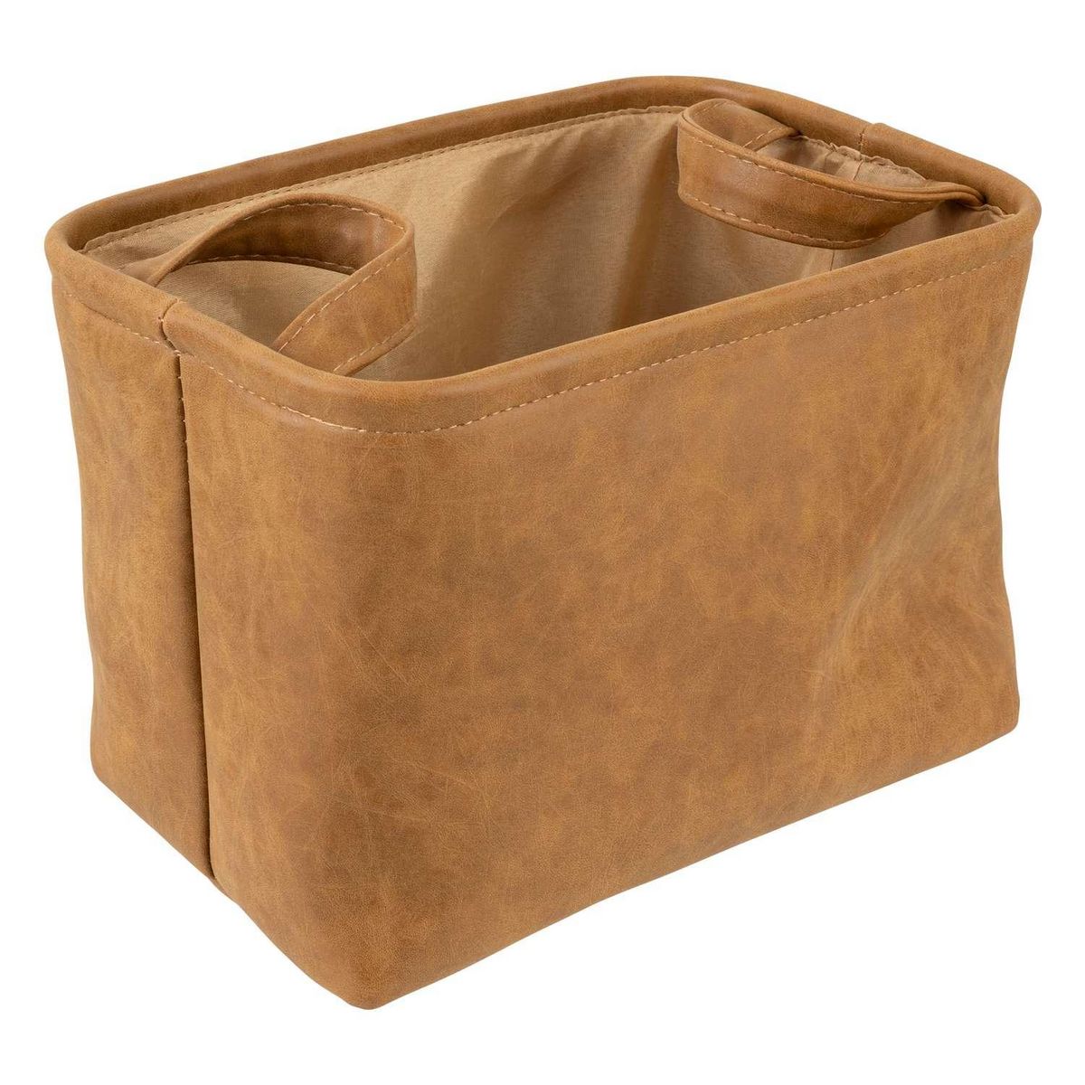 ATMOSPHERA Ensemble de 3 paniers en simili cuir - Marron