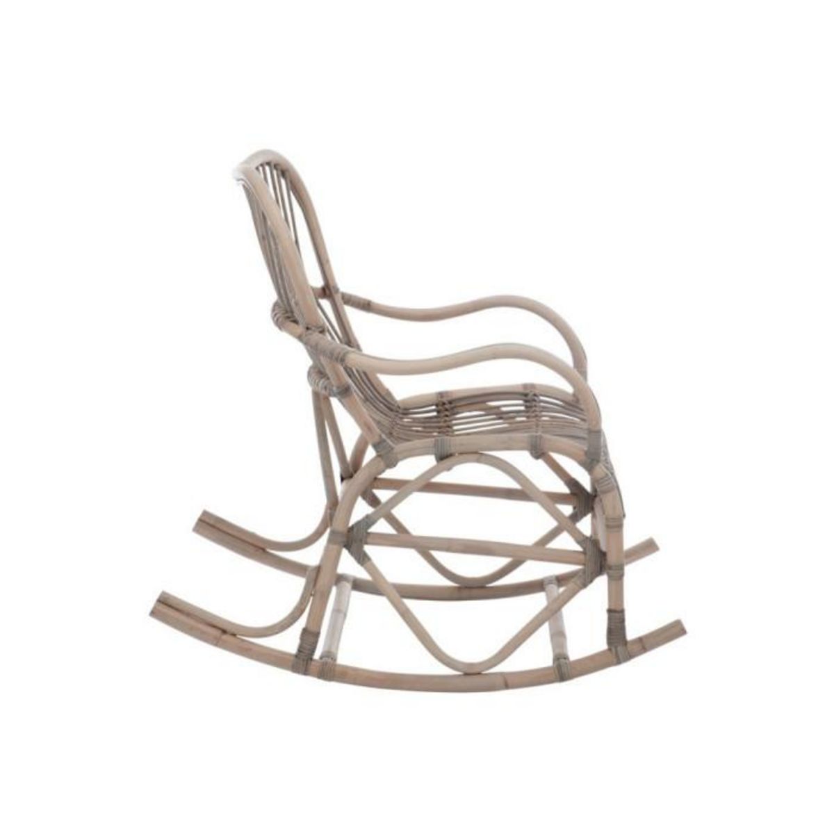 Paris Prix Fauteuil à Bascule en Rotin  Washi  110cm Gris