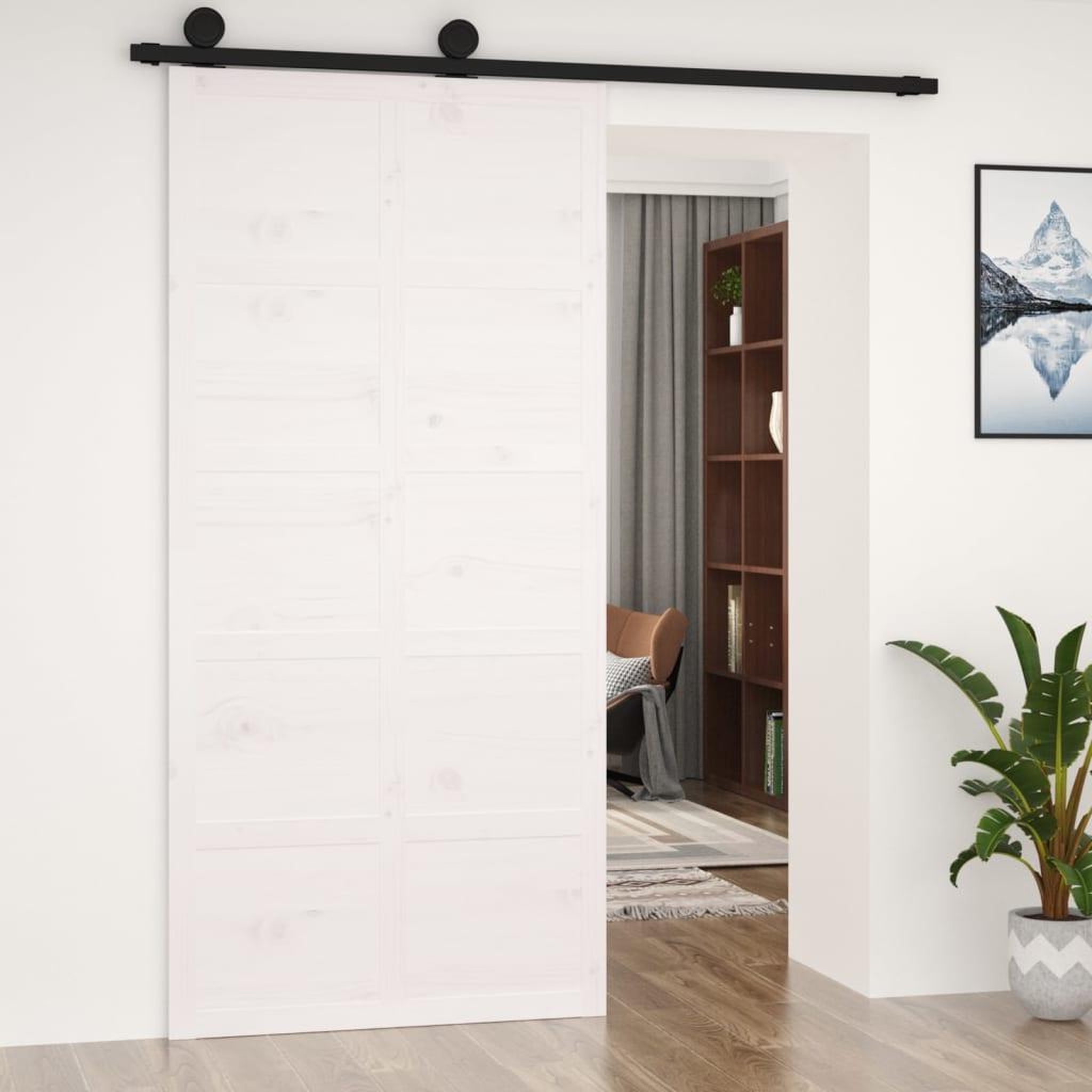 Voir la diapositive 3 : VIDAXL Porte de grange Blanc 100x1,8x214 cm Bois massif de pin