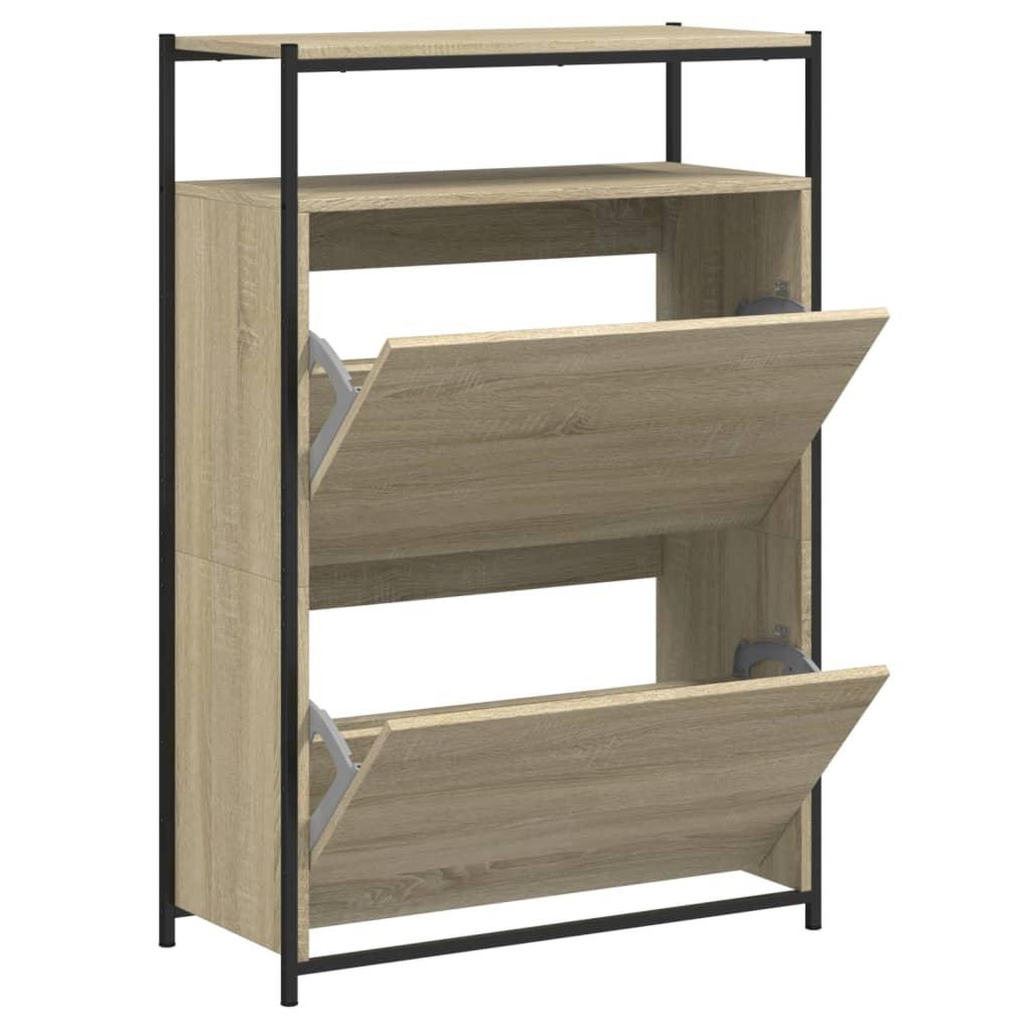 Voir la diapositive 2 : VIDAXL Armoire a chaussures chene sonoma 75x34x112cm bois d'ingenierie