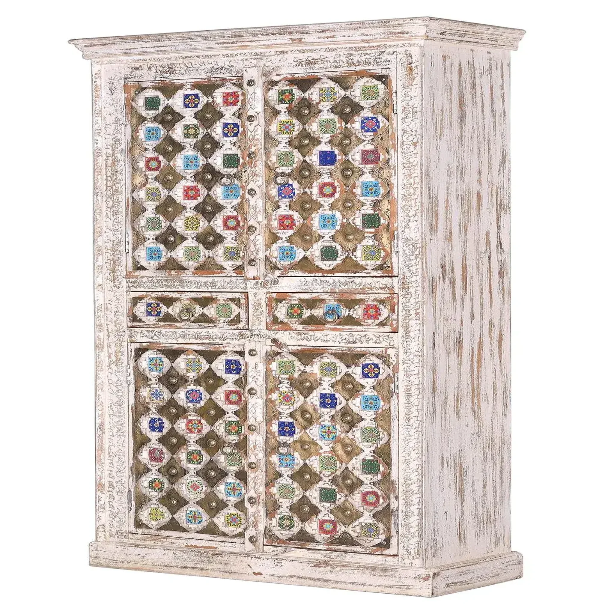 Voir la diapositive 2 : GINER Y COLOMER SL Armoire en bois de manguier 100cm style méditerranéen moderne