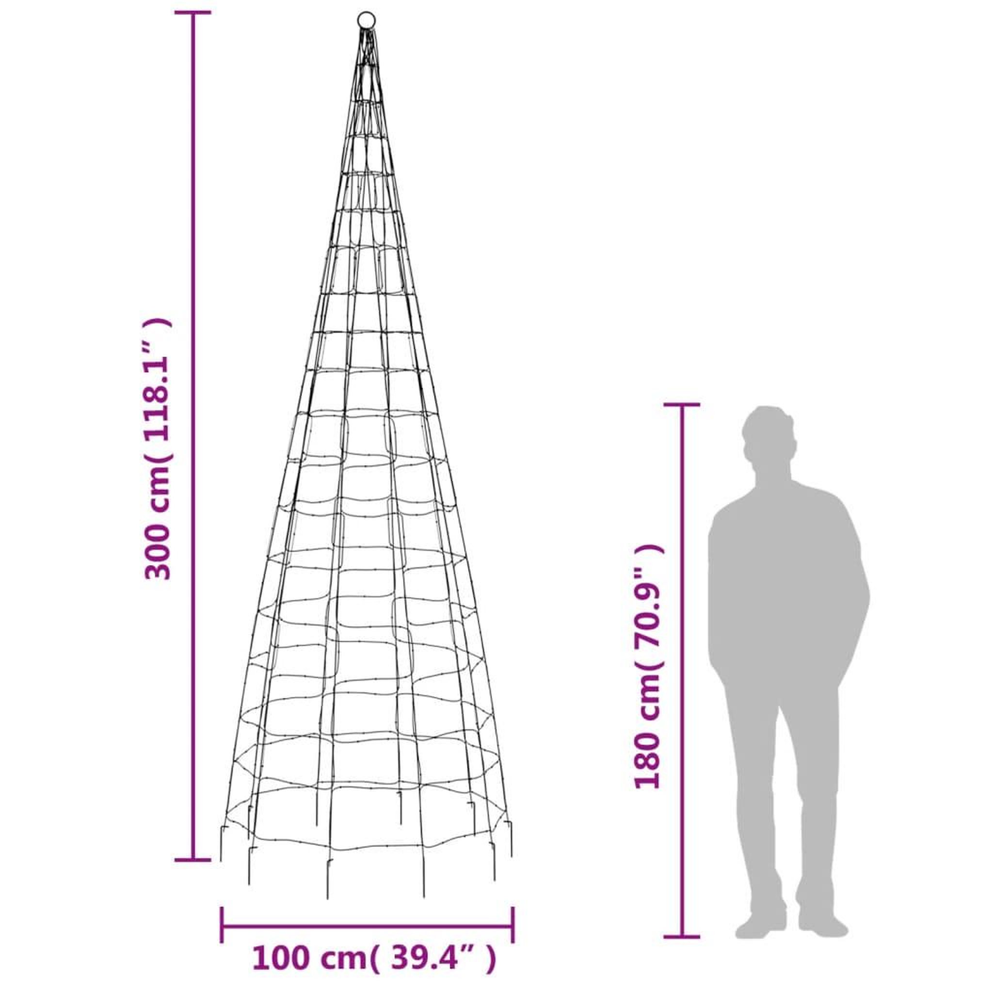 Voir la diapositive 6 : VIDAXL Sapin de Noël a LED sur mat de drapeau 550 LED blanc 300 cm