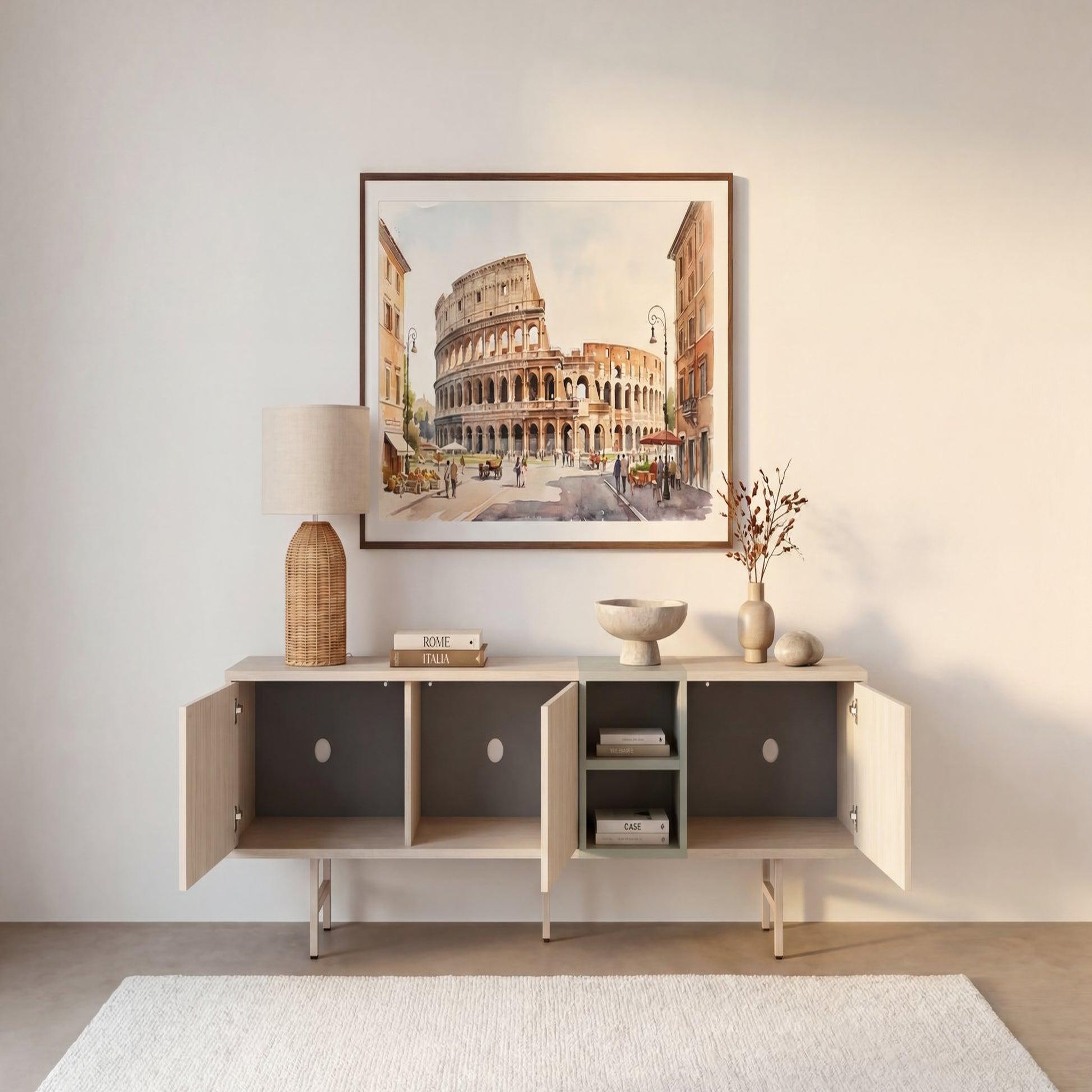 Voir la diapositive 3 : CASANOVA PARIS Carlo - meuble tv 180cm en mélamine beige