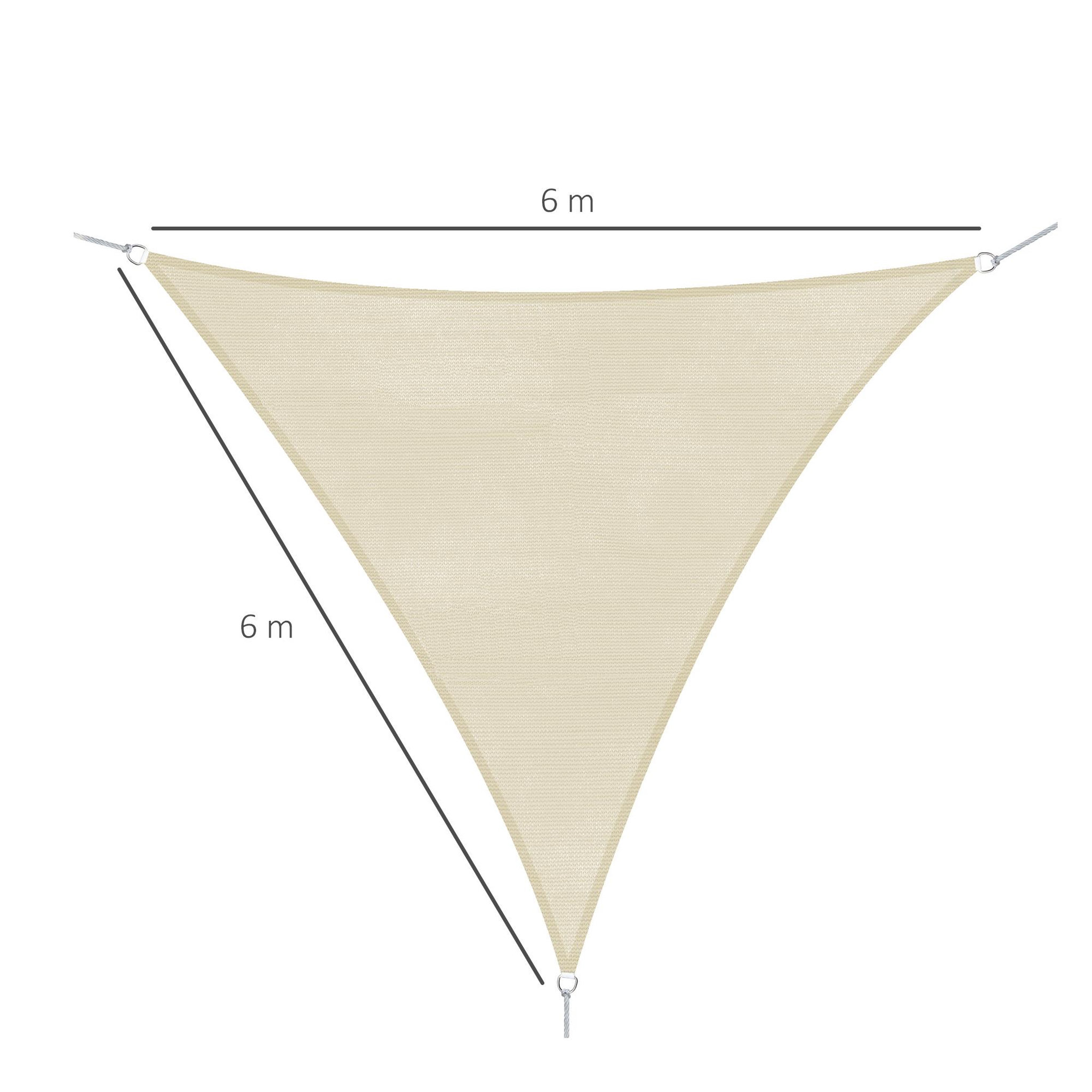 Voir la diapositive 3 : OUTSUNNY Voile d'ombrage triangulaire grande taille 6 x 6 x 6 m polyéthylène haute densité résistant aux UV crème