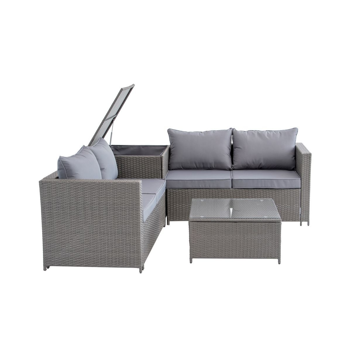 CIDDECO Salon bas de jardin en résine tréssée JADE