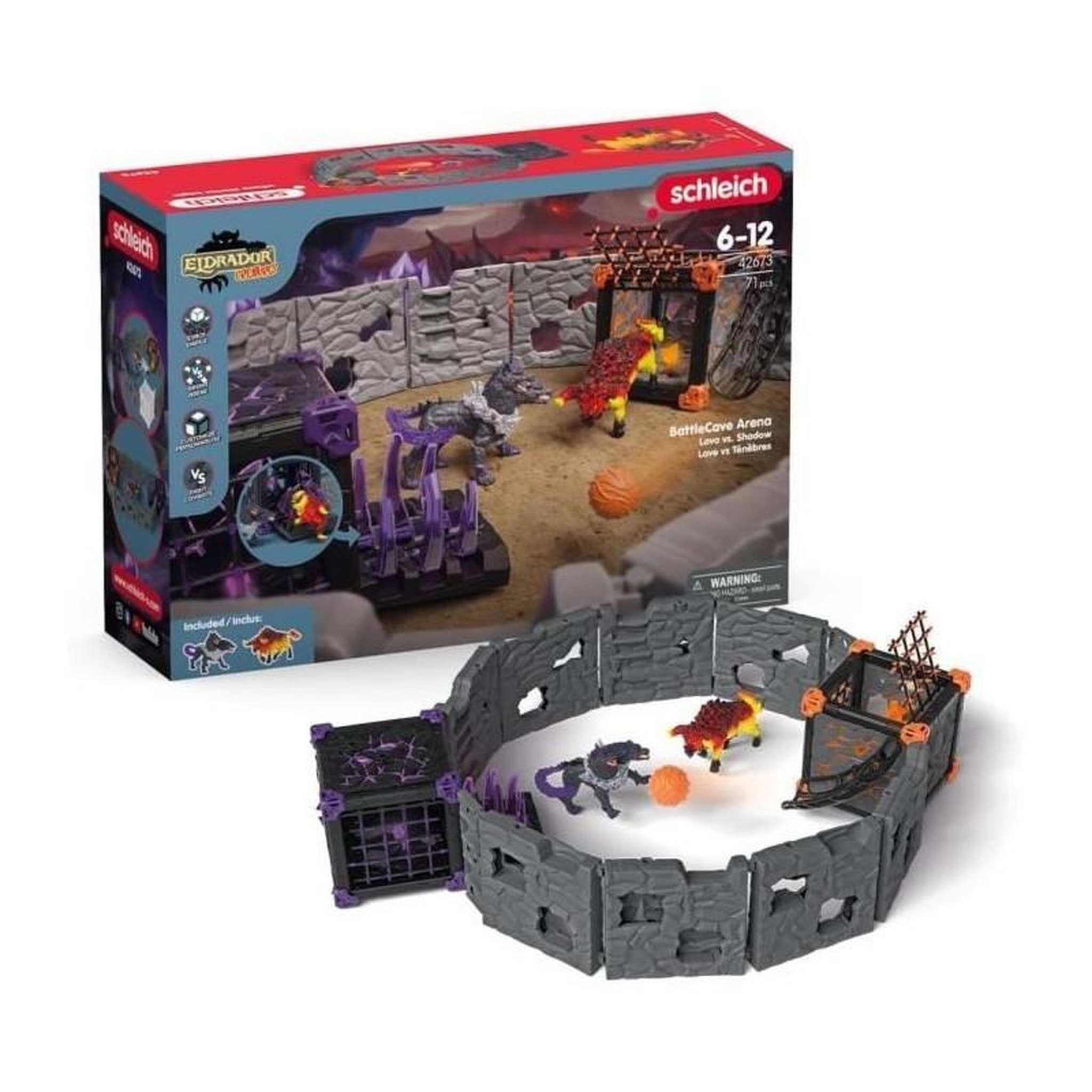 Schleich BattleCave Arena: Lave vs Ténebres, arene de combat pour figurines Eldrador, SCHLEICH 42673 Eldrador Creatures, des 7 ans