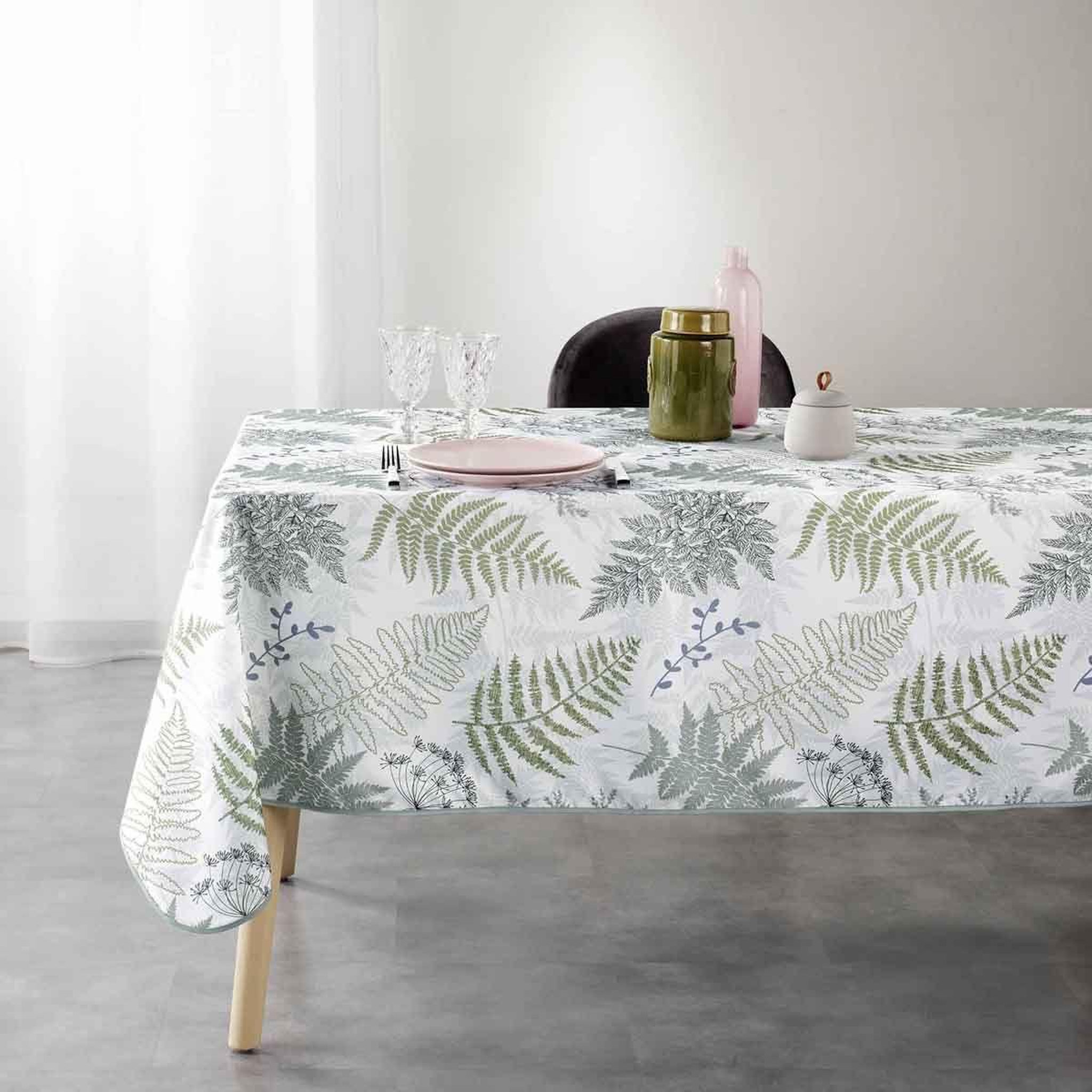 Voir la diapositive 3 : Douceur d'Intérieur Nappe imprimée  melisandre  150x240cm vert