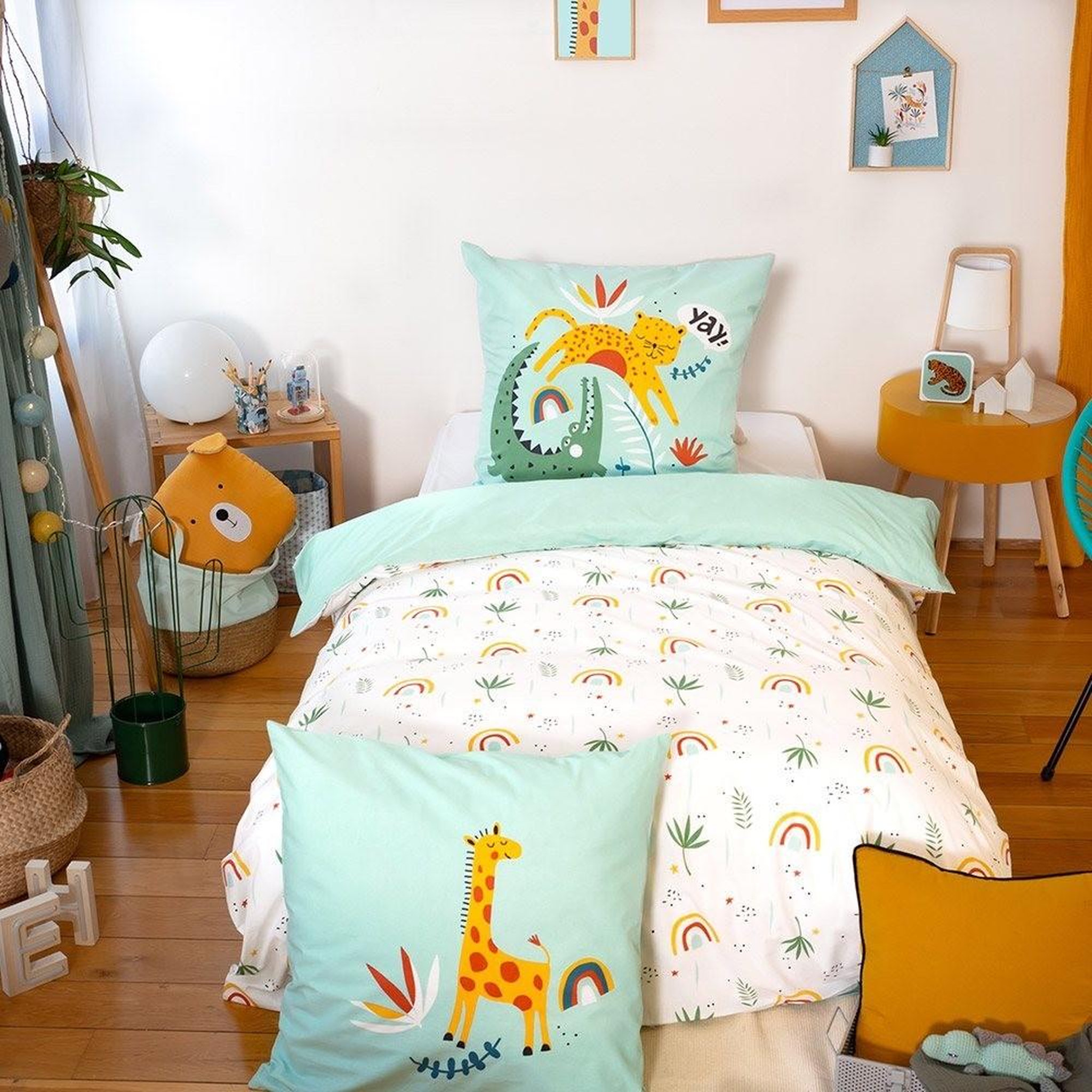 Voir la diapositive 2 : COTE DECO Housse de couette 140x200 Poumba + taie coton adouci 57 fils