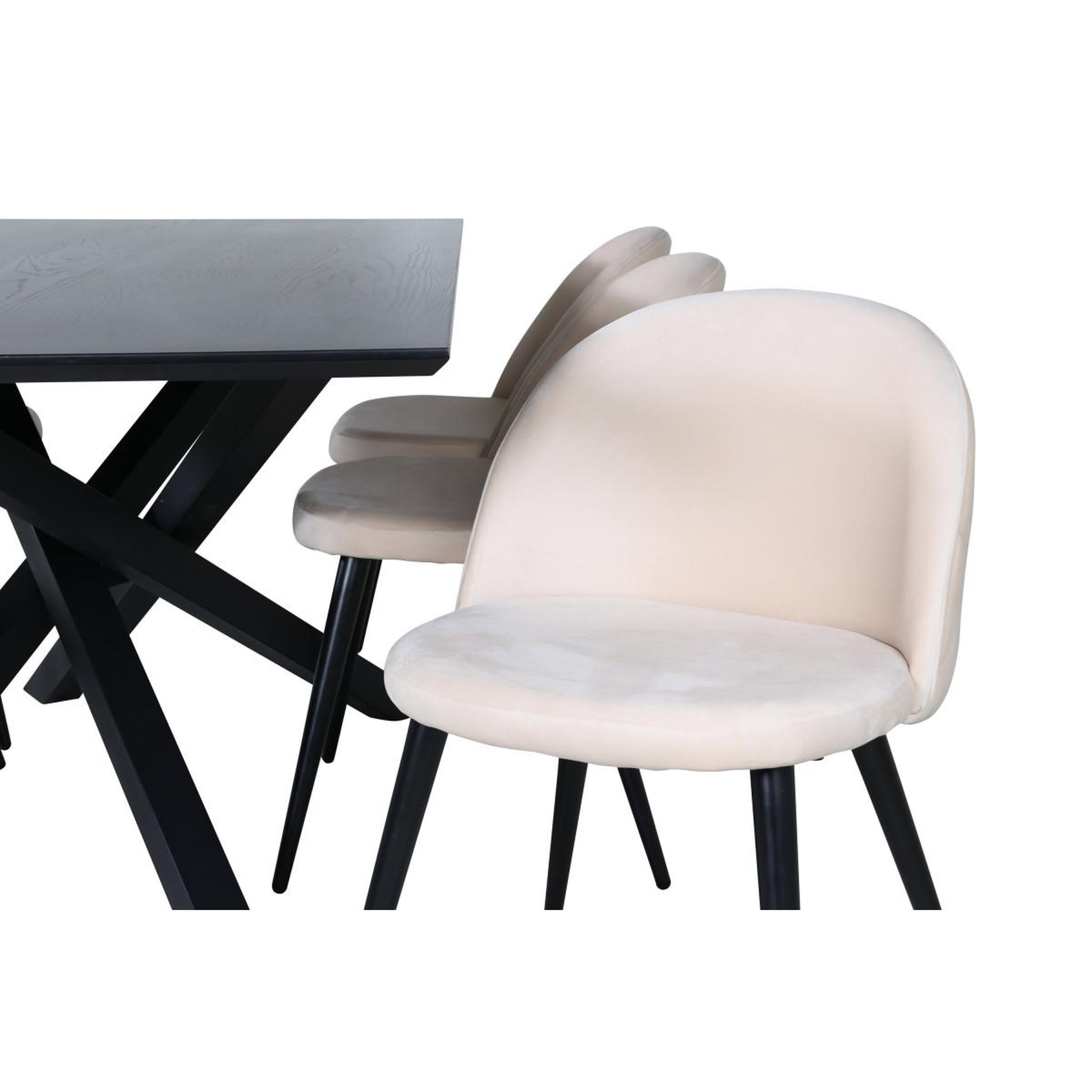 Voir la diapositive 5 : Paris Prix Ensemble table à manger & 6 chaises  piazza & velvet  180cm noir & beige