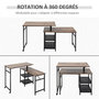 Voir la diapositive 5 : HOMCOM Bureau informatique design industriel modulable bureau d'angle 2 étagères aspect vieux bois métal noir