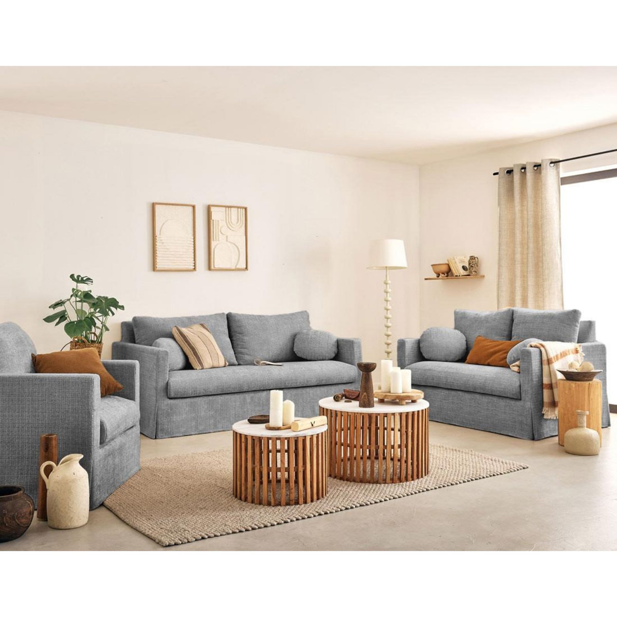 LISA DESIGN Serena - canapé droit déhoussable 2 places en velours texturé