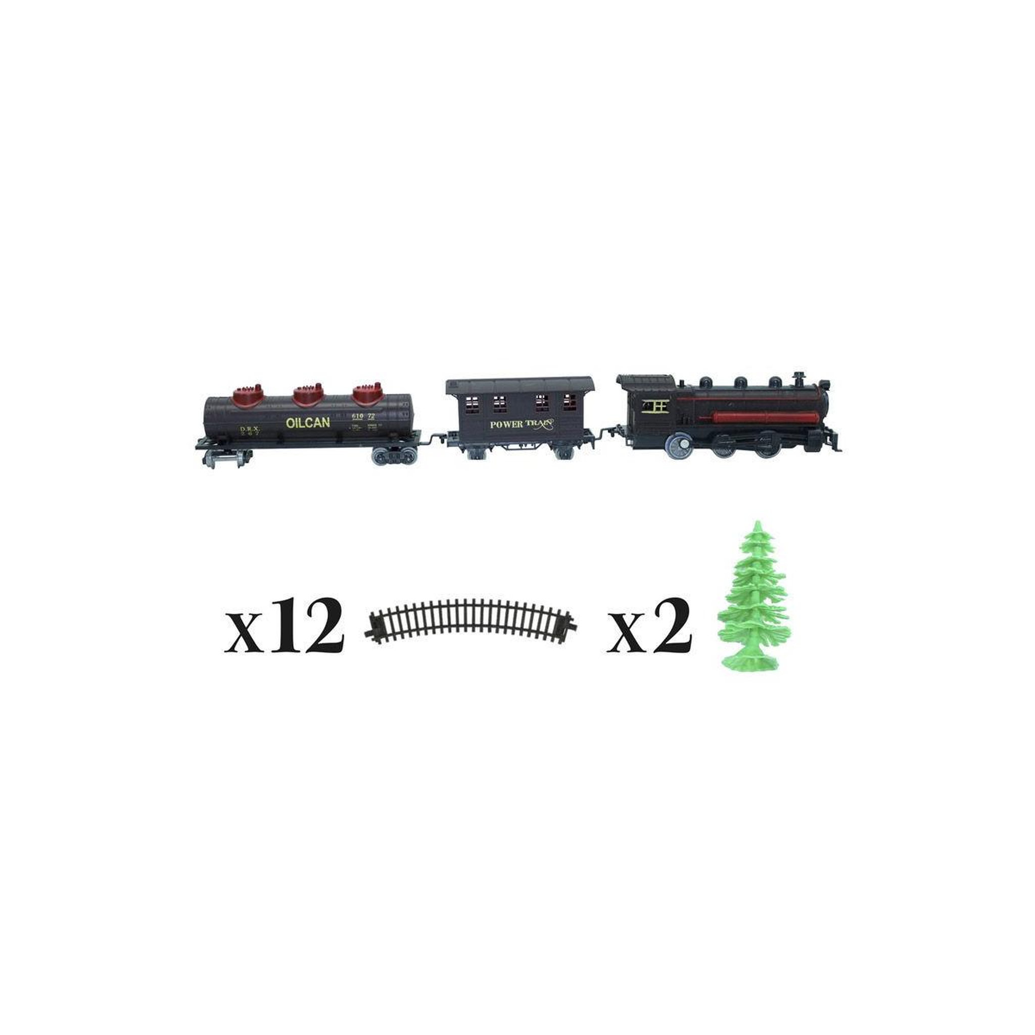 Voir la diapositive 2 : FEERIC LIGHT & CHRISTMAS Train de noël électrique  17 pièces  55cm gris