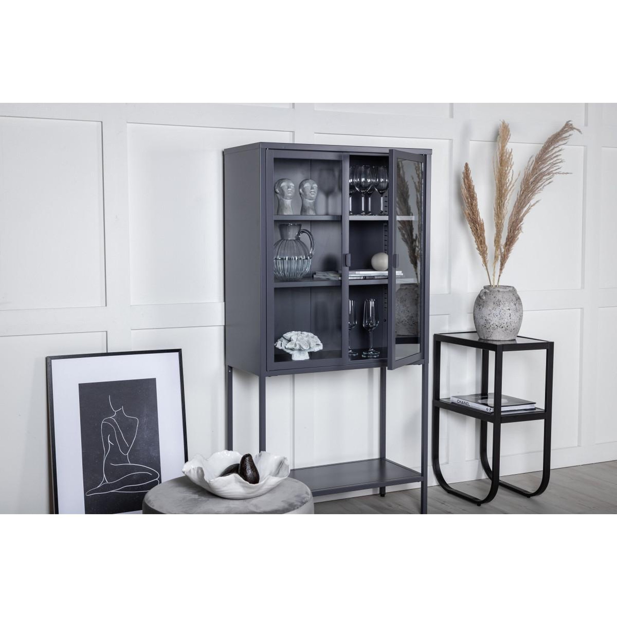 Voir la diapositive 5 : Paris Prix Vitrine 2 portes en verre  misha  150cm gris