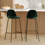Voir la diapositive 2 : Rendez vous déco Lot de 2 chaises de bar en velours vert foncé 75 cm-Henrik