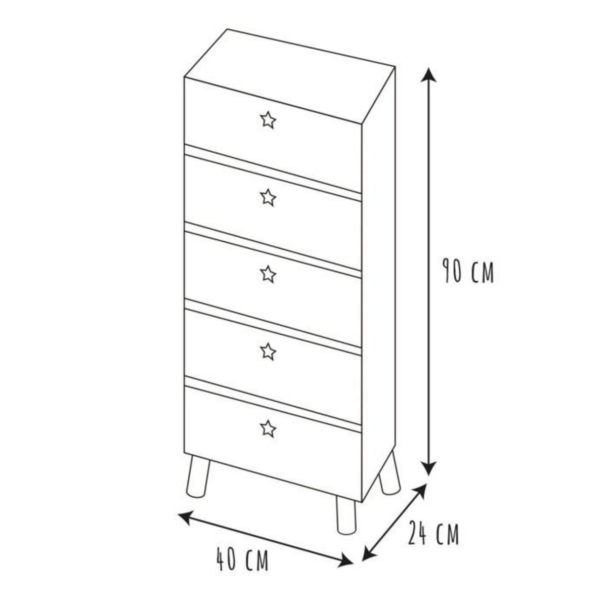 Paris Prix Chiffonnier Enfant  Like a Star  91cm Blanc & Beige