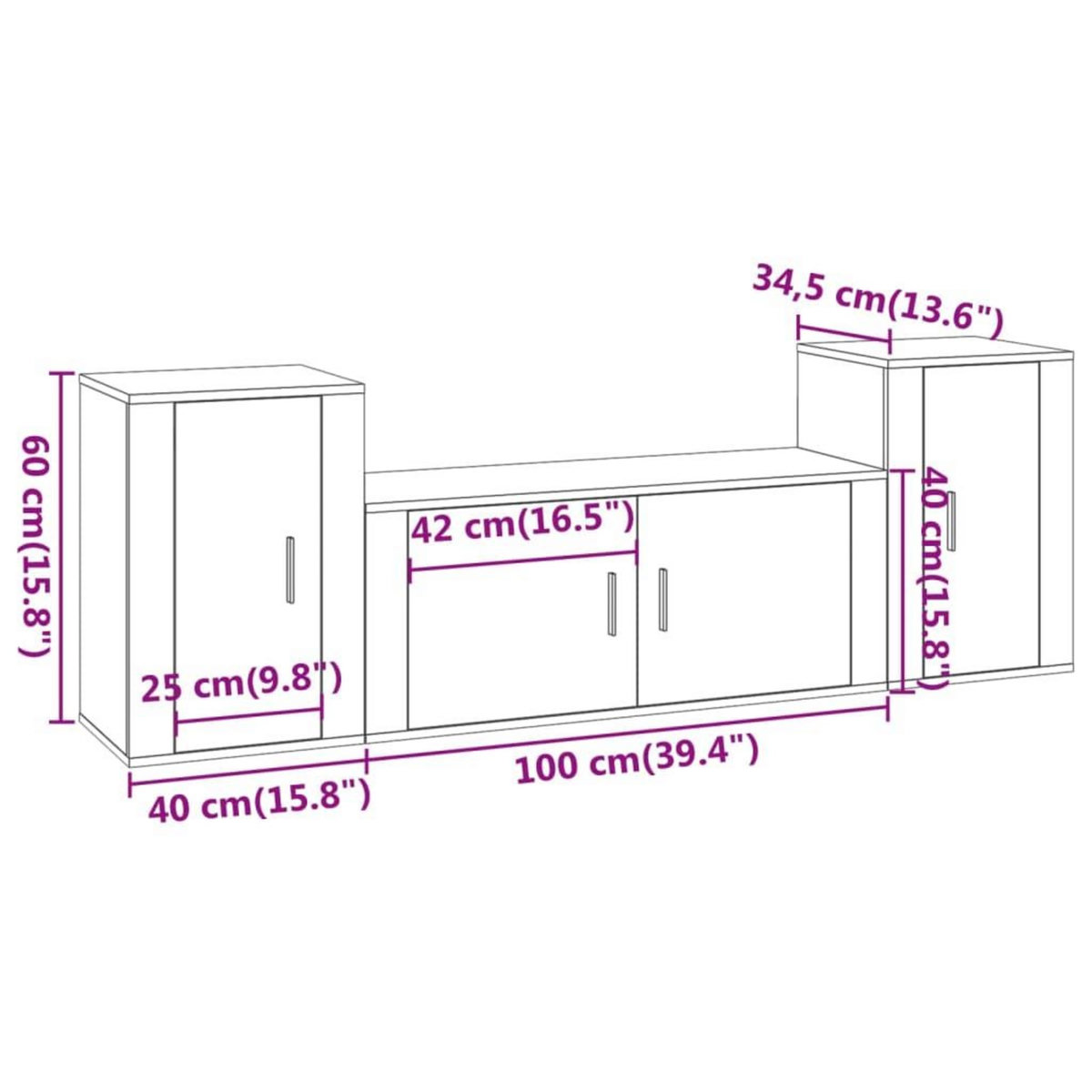 VIDAXL Ensemble de meubles TV 3 pcs Blanc brillant Bois d'ingenierie