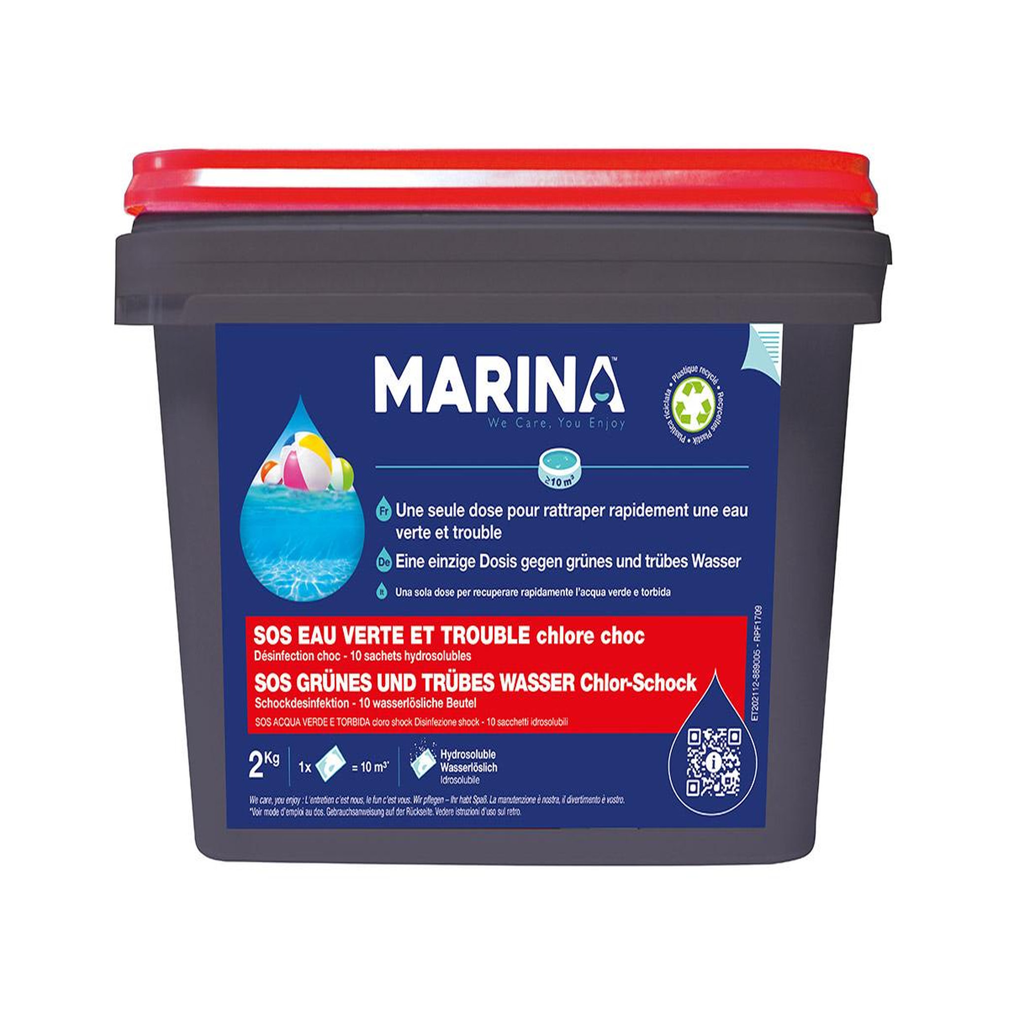 MARINA Chlore choc sachets hydrosolubles SOS eau verte et trouble 2 kg - Marina