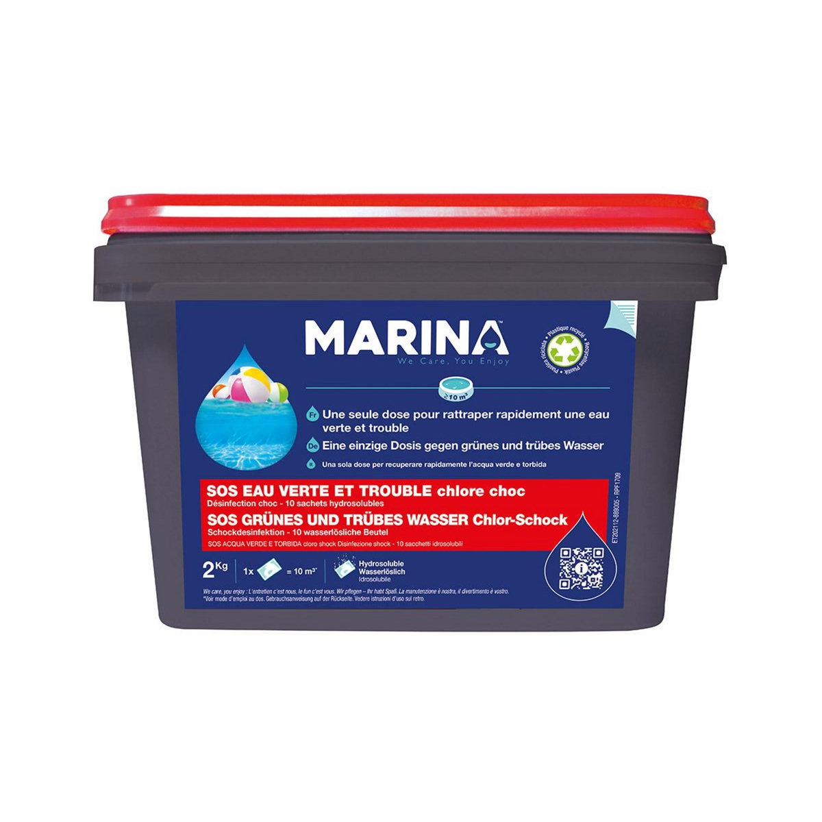 MARINA Chlore choc sachets hydrosolubles SOS eau verte et trouble 2 kg - Marina