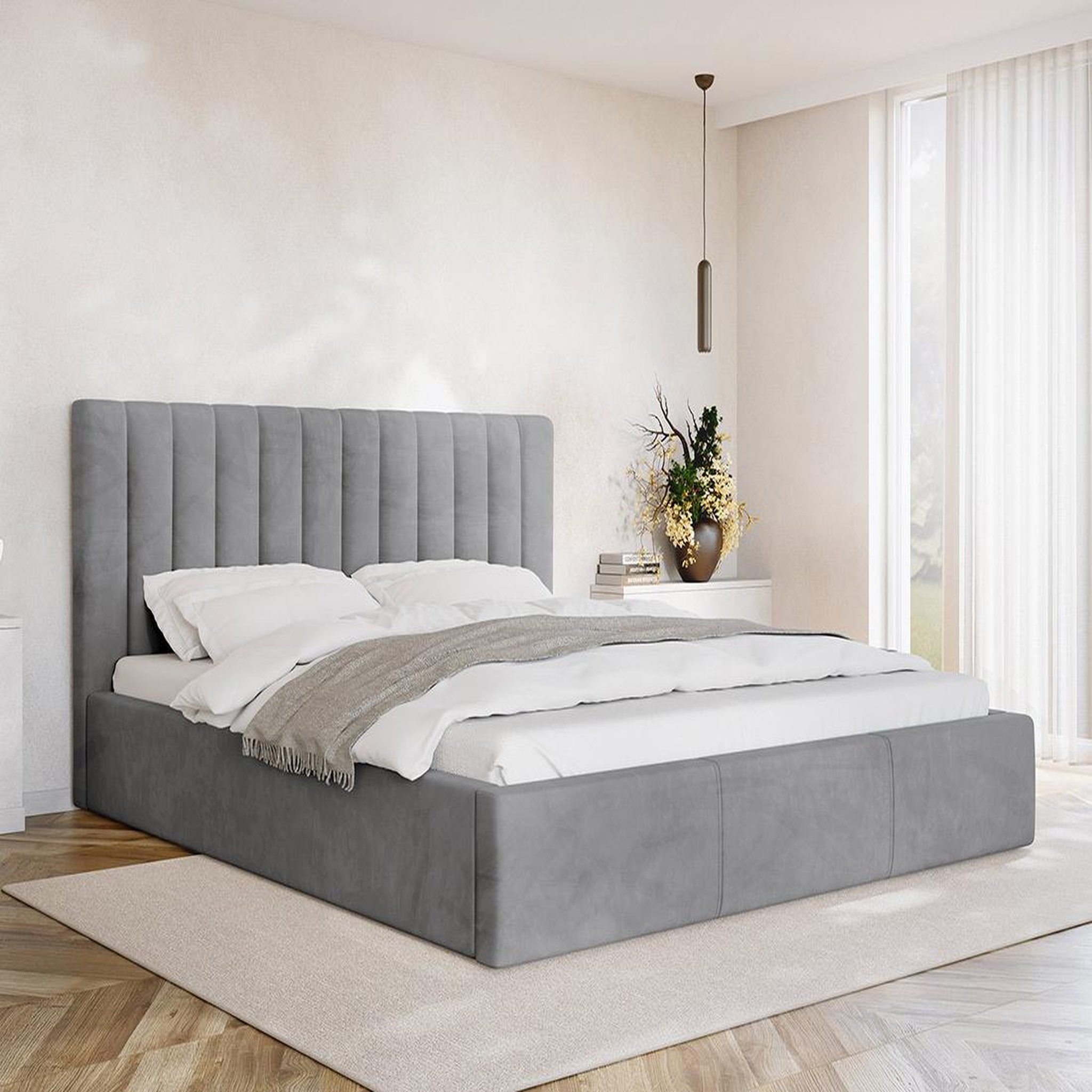 Voir la diapositive 4 : BEST MOBILIER Rosario - lit coffre - 160x200 - sommier inclus - en velours