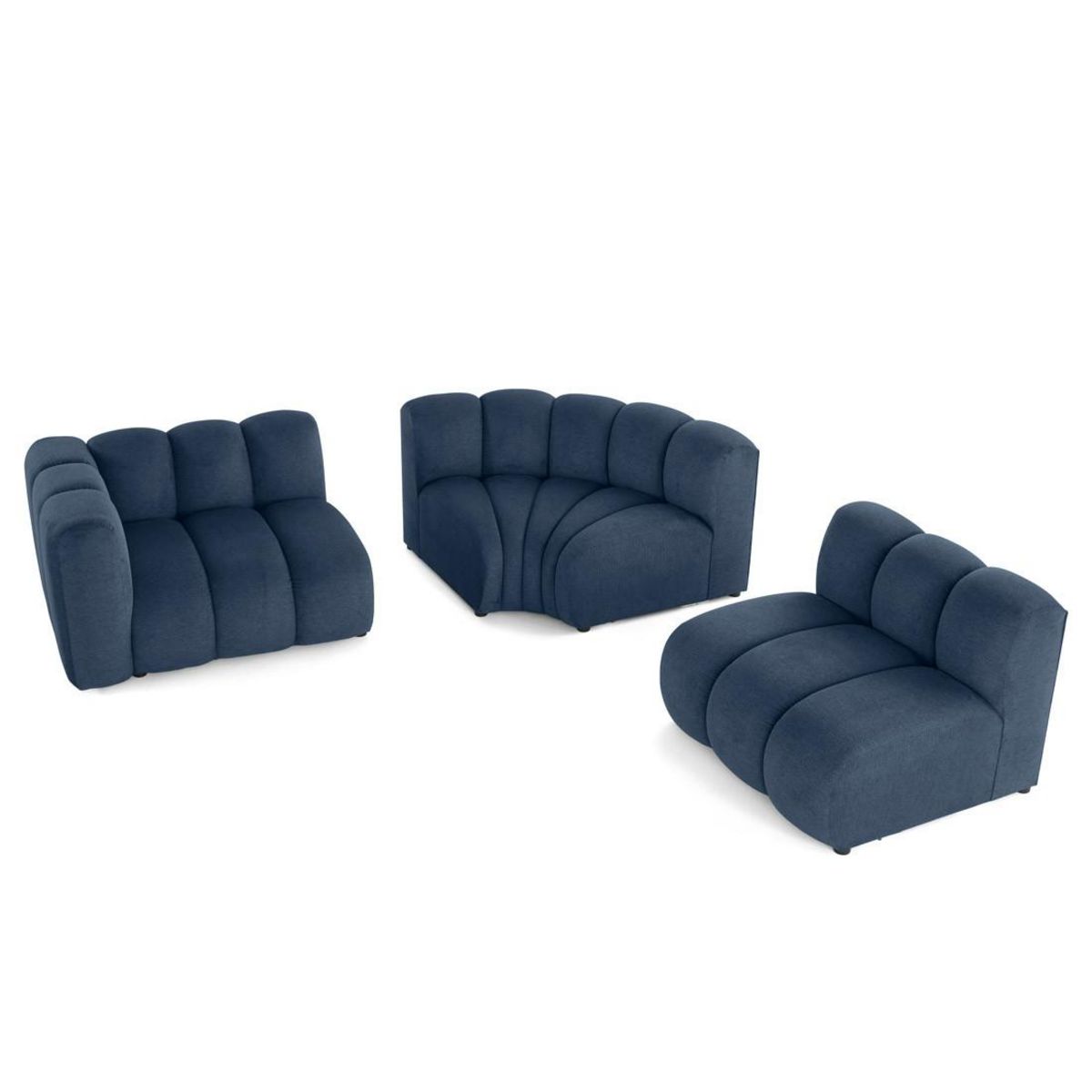 LISA DESIGN Debbie - canapé modulable d'angle droit 4 places avec accoudoir en tissu texturé