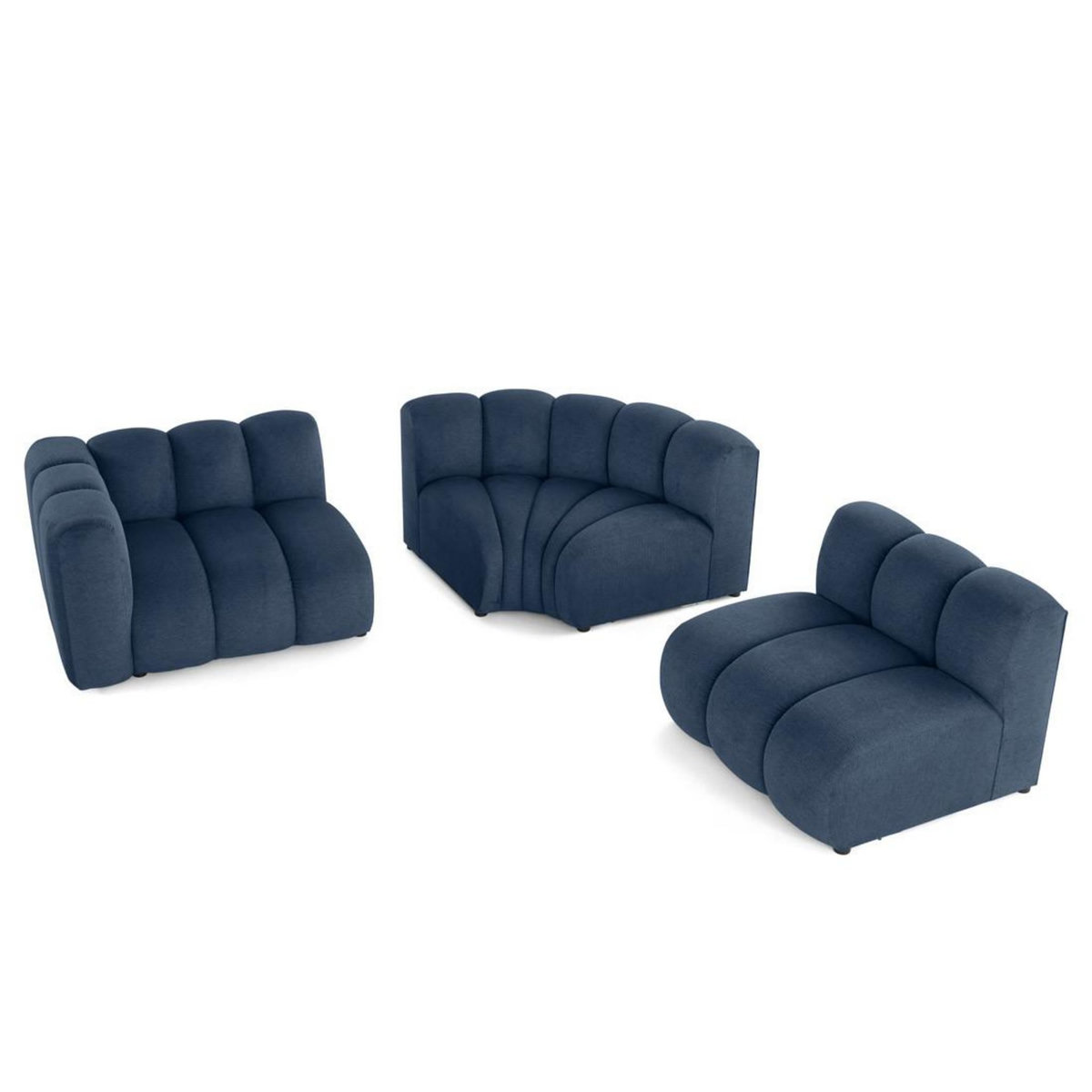 LISA DESIGN Debbie - canapé modulable d'angle droit 4 places avec accoudoir en tissu texturé