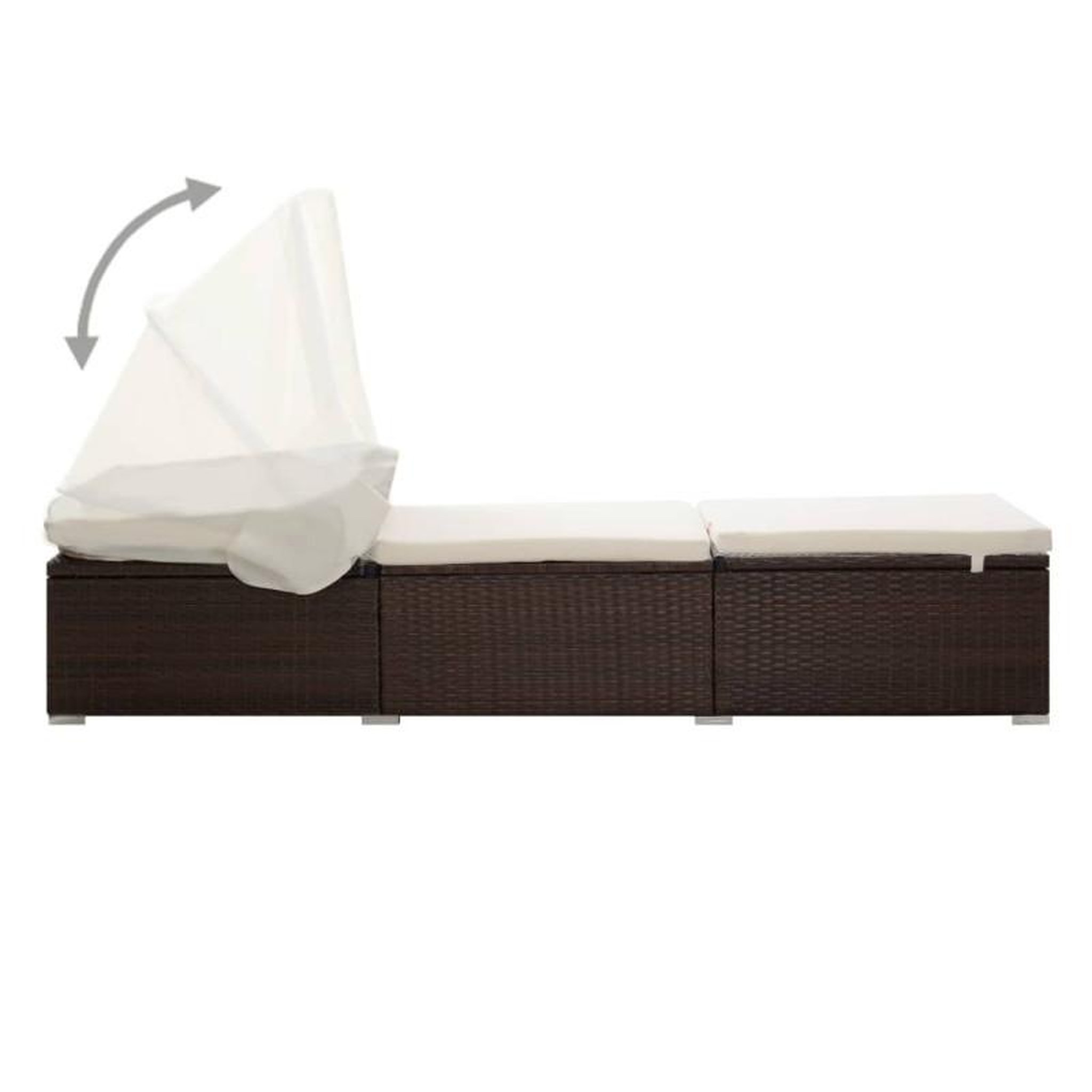 Voir la diapositive 4 : VIDAXL Chaise longue avec auvent et coussin résine tressée marron