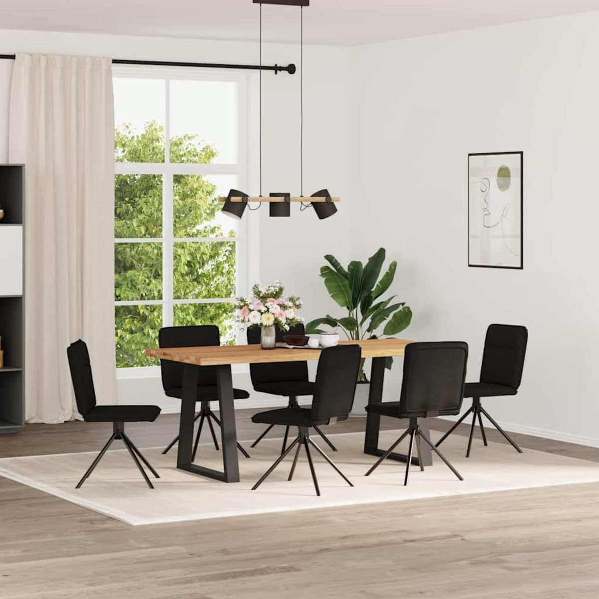 VIDAXL Chaises a manger lot de 6 noir tissu