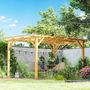 Voir la diapositive 4 : OUTSUNNY Pergola bois autoportante 12 m² dim. 3 x 4 m - toit chevrons lattes espacées - sapin pré-huilé