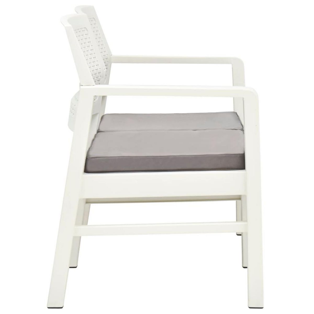 VIDAXL Banc de jardin a 2 places et coussins 120 cm Plastique Blanc
