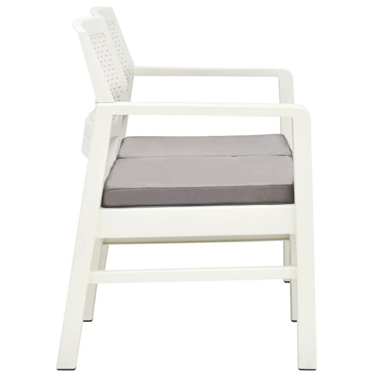 VIDAXL Banc de jardin a 2 places et coussins 120 cm Plastique Blanc