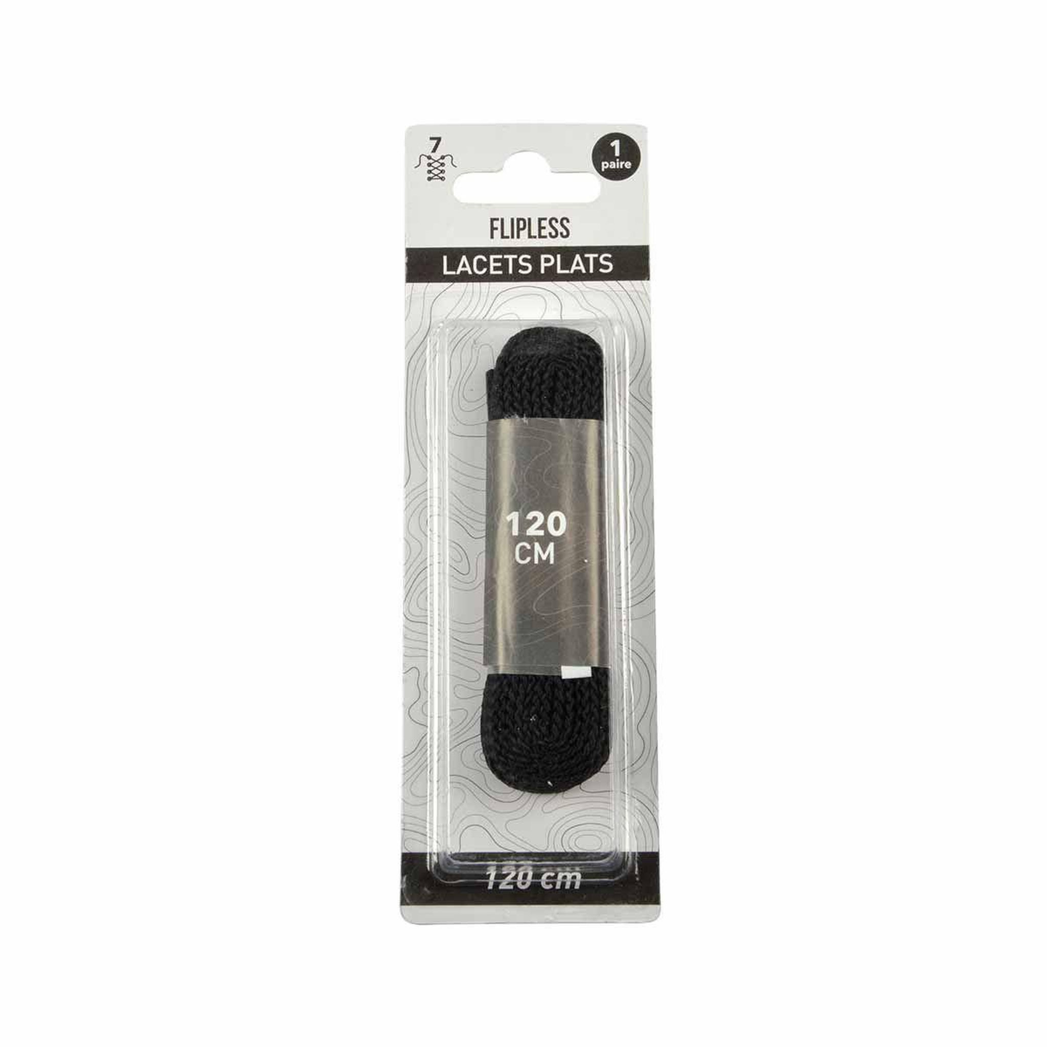 Voir la diapositive 2 : FLIPLESS Paire de lacets pour chaussures  plats  120cm noir