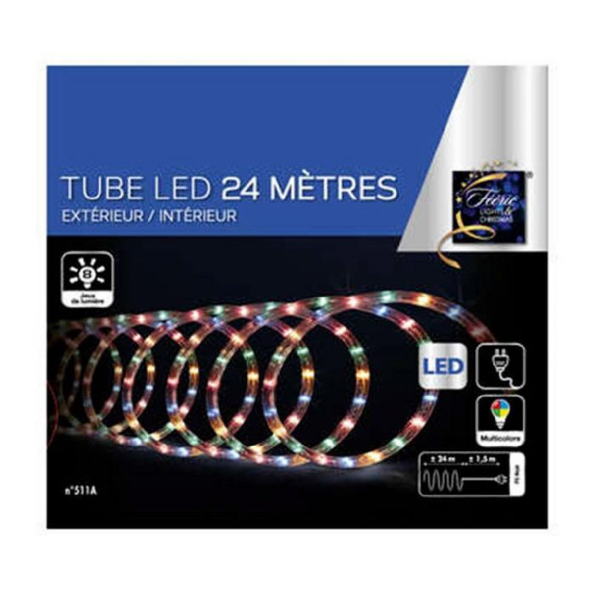 FEERIC LIGHT & CHRISTMAS Tube Lumineux Led  Extérieur  24m Multicolore