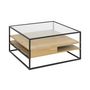 Voir la diapositive 5 : LISA DESIGN Parker - table basse - effet bois, verre et métal noir - 80 cm