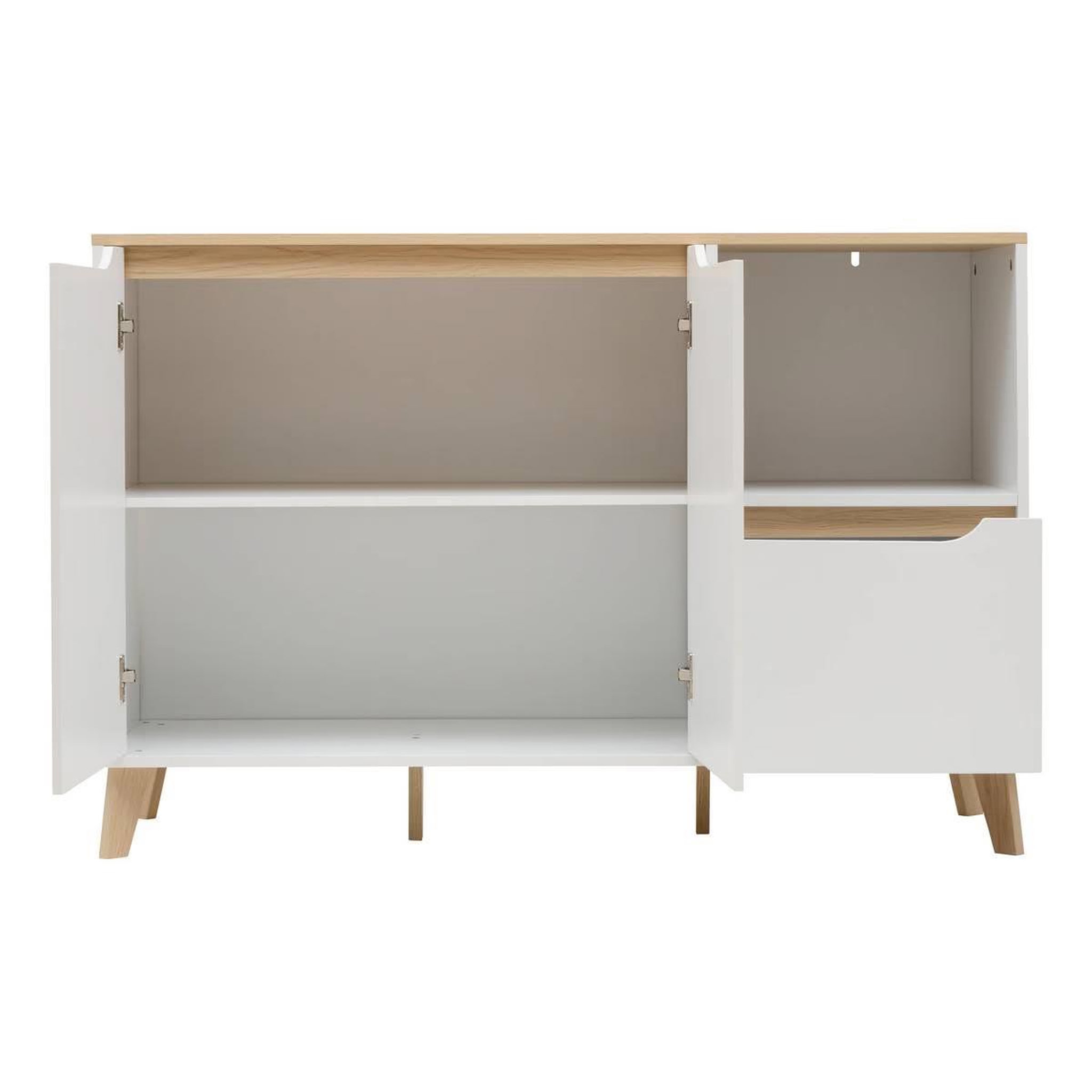 Voir la diapositive 3 : FIVE Buffet 2 Portes & 1 Tiroir  Luma  120cm Blanc