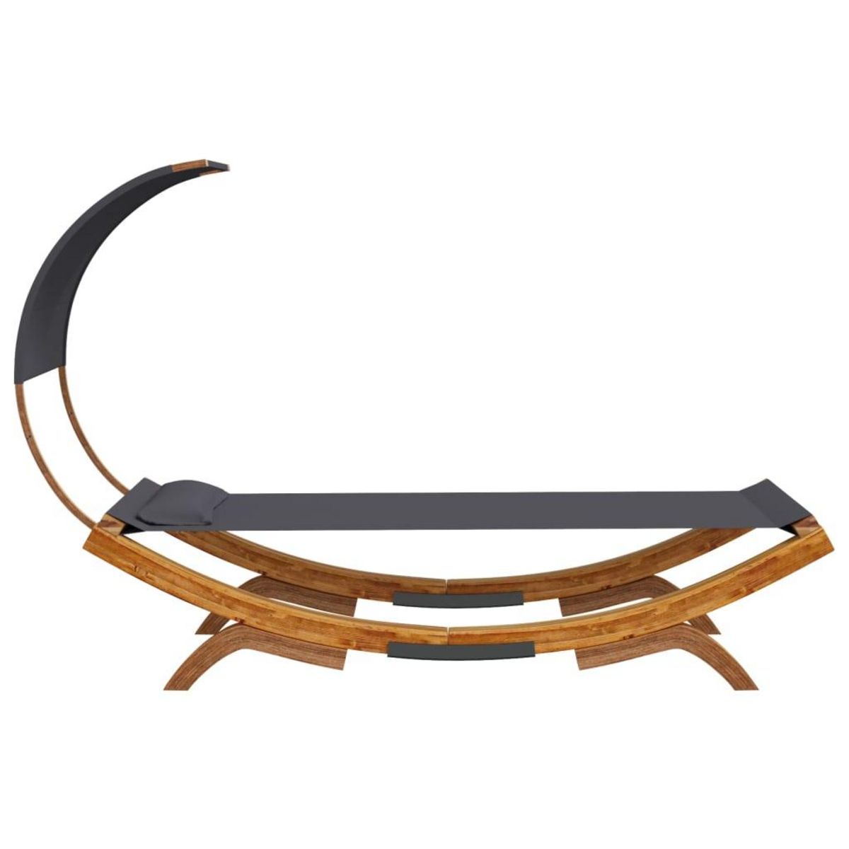 VIDAXL Lit repos et auvent 100x200x126 cm Bois courbe Anthracite