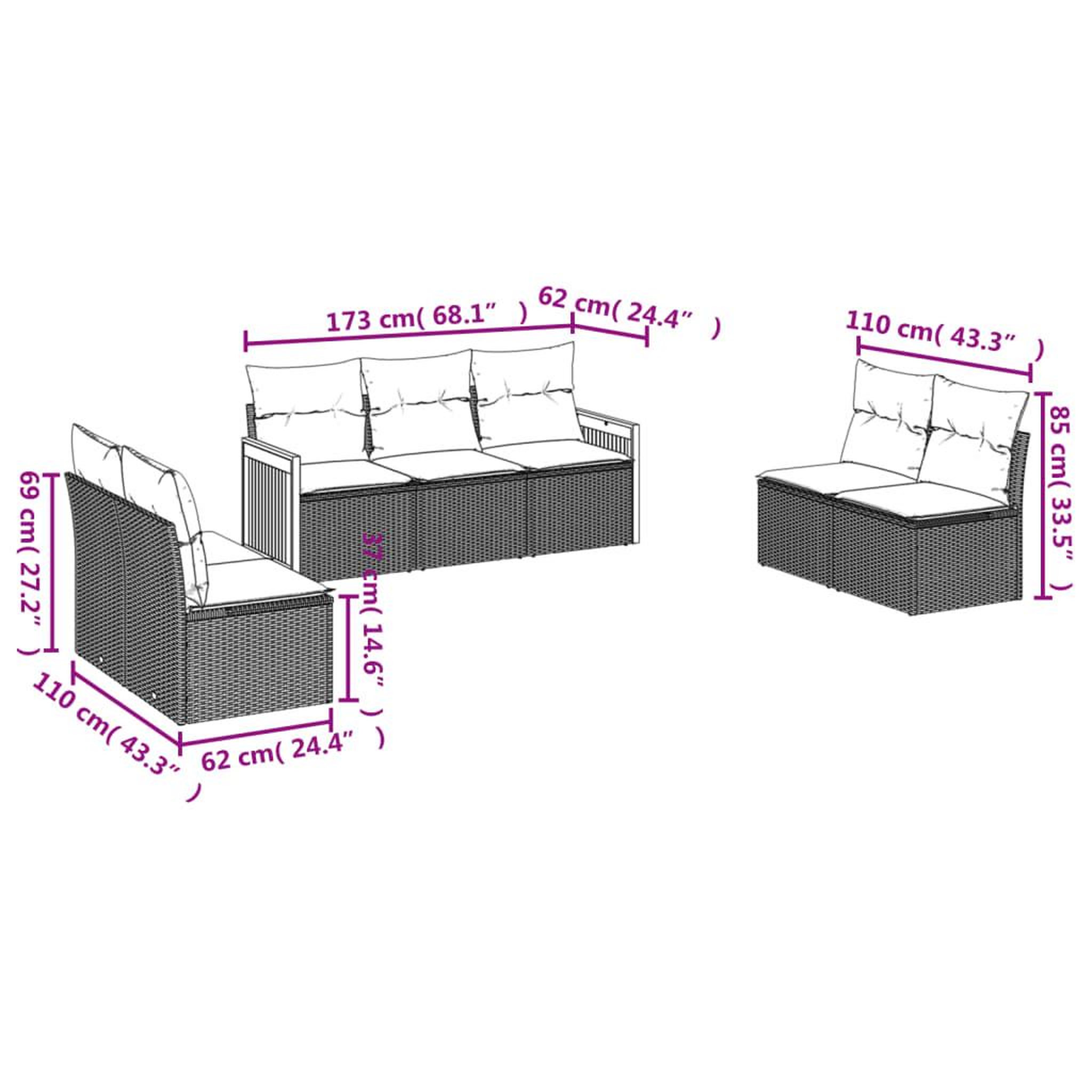 Voir la diapositive 3 : VIDAXL Salon de jardin avec coussins 7 pcs beige resine tressee