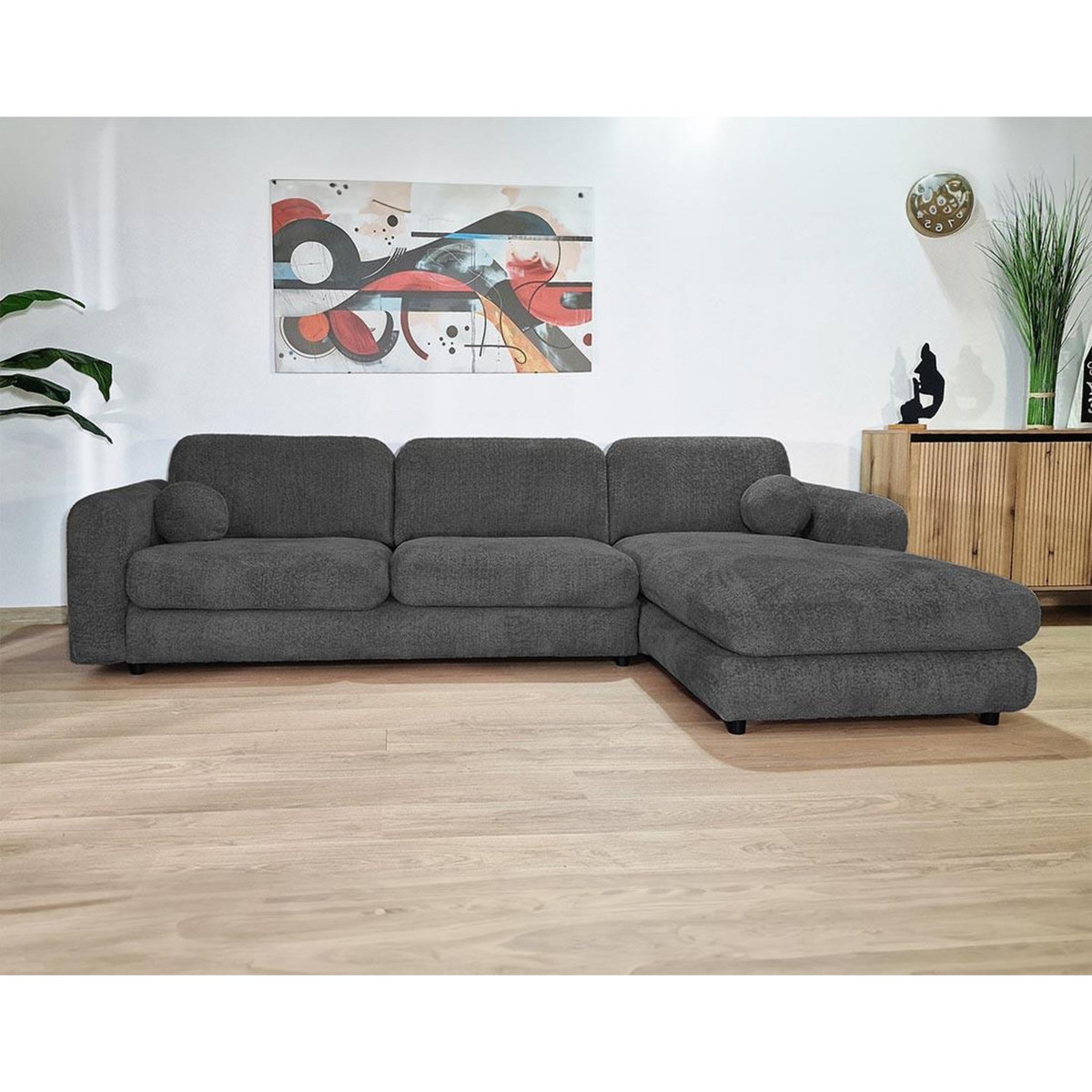 LISA DESIGN Rachel - canapé d'angle droit 4 places en tissu bouclette