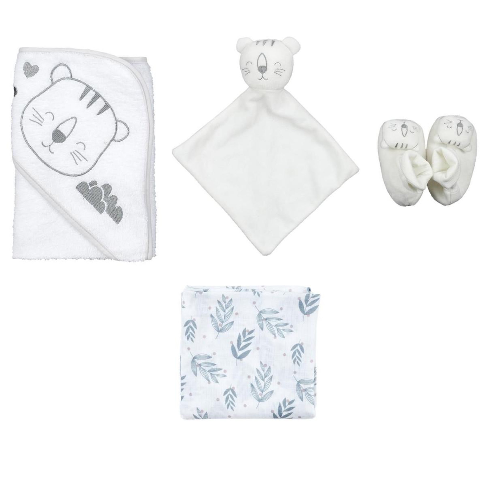 Tom & Zoé Coffret naissance 4 pièces  tigre  0-3 mois blanc