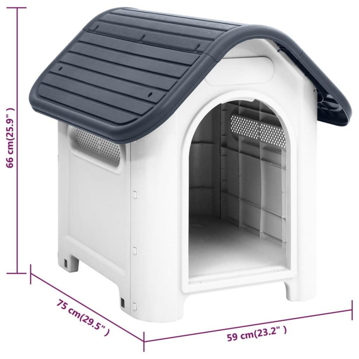 VIDAXL Niche pour chien Gris 59x75x66 cm Polypropylene