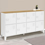 Voir la diapositive 2 : ID MARKET Buffet casier 139 cm ESTER 8 portes en métal blanc plateau bois design industriel
