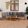 Voir la diapositive 1 : VIDAXL Salon de jardin 5 pcs avec coussin Bois d'acacia solide