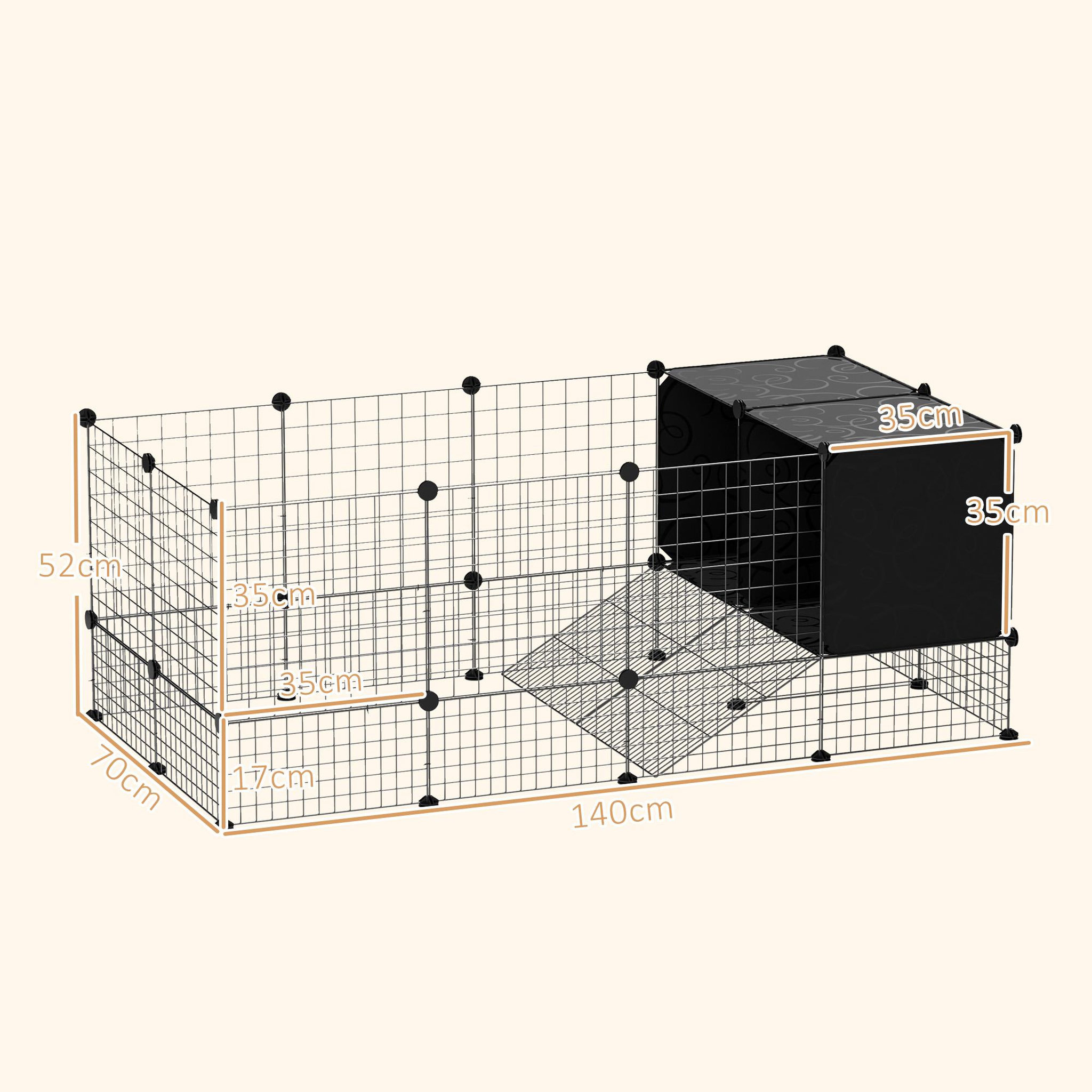 Voir la diapositive 3 : PAWHUT Cage parc enclos modulable rongeurs petits animaux 31 panneaux acier pp noir