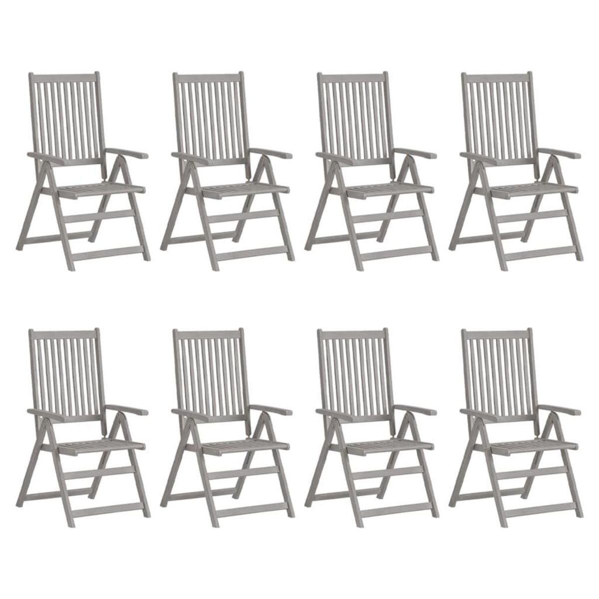 VIDAXL Chaises inclinables de jardin et coussins lot de 8 Gris Acacia
